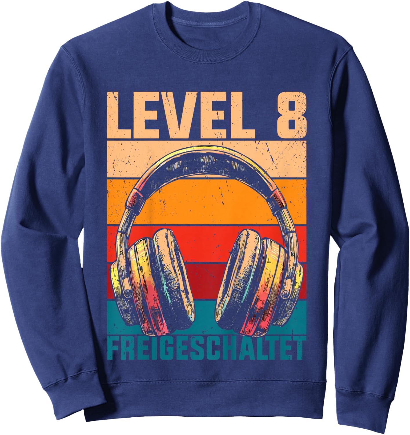 Kids 8th Birthday Boys Video Gamer Level 8 Unlocked Boys , black Sweatshirt - Sweatshirt | Navy