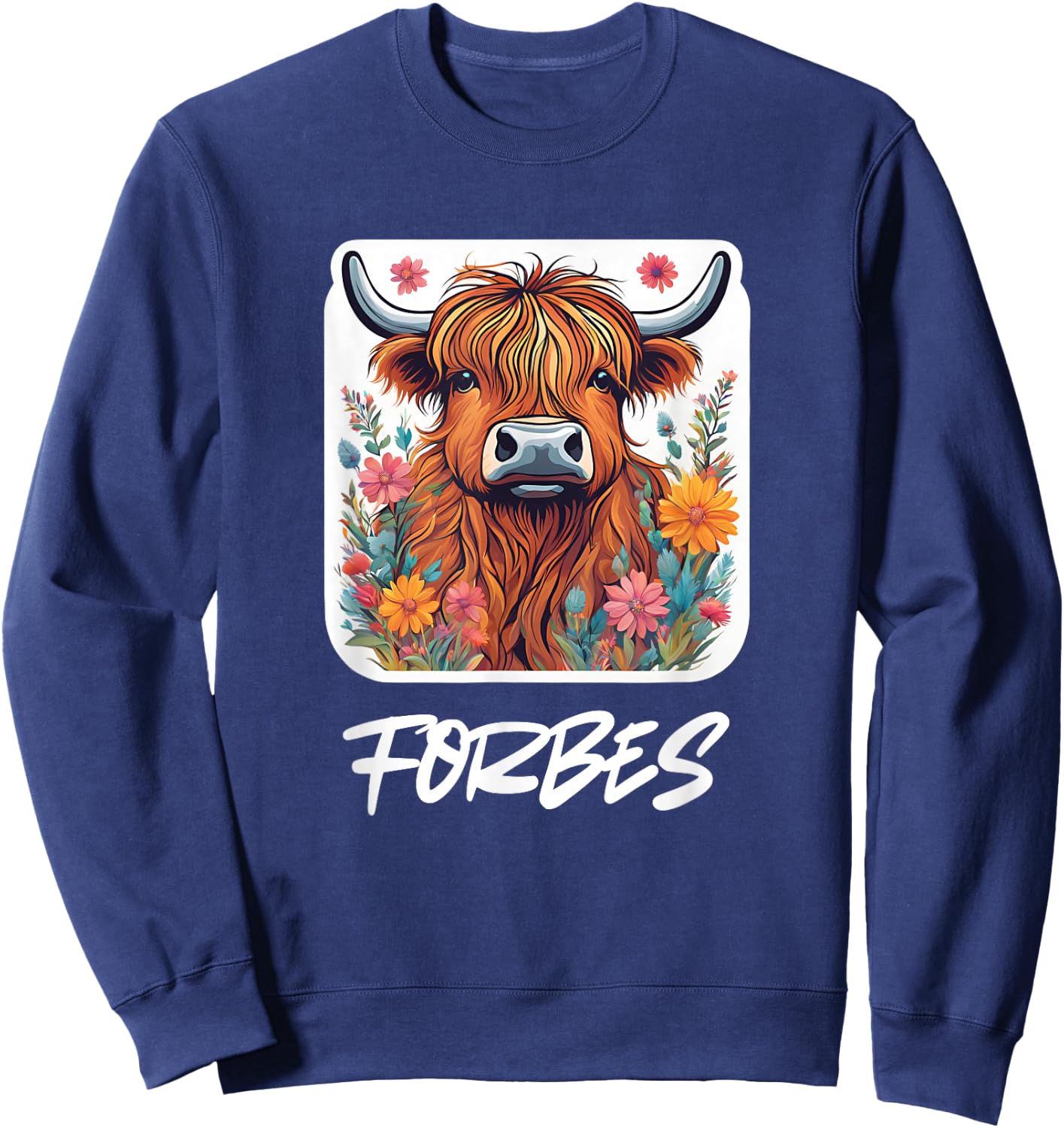 Forbes Clan Highland Cow Scottish Family Name Party Sweatshirt - Sweatshirt | Navy