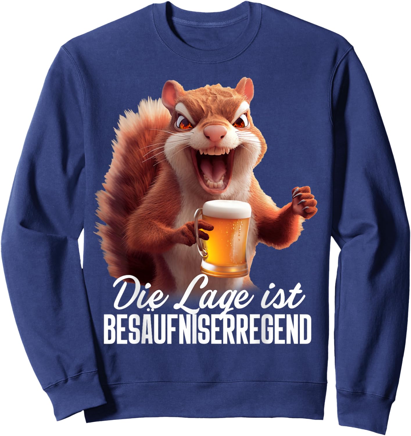 with German Text "Die Lage ist besäufniserregend" [German Language], black Sweatshirt - Sweatshirt | Navy