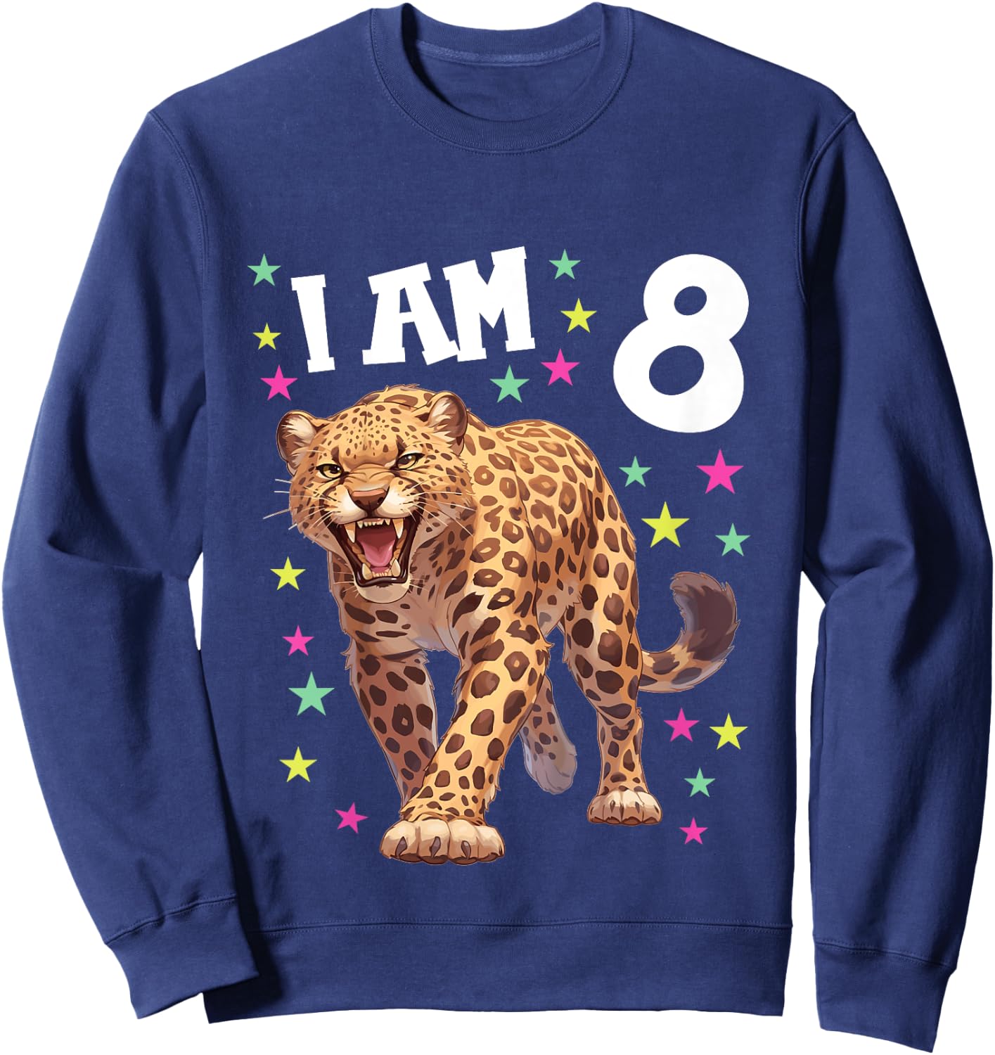 Kids 8 Years Old Leopard 8th Birthday Sweatshirt - Sweatshirt | Navy