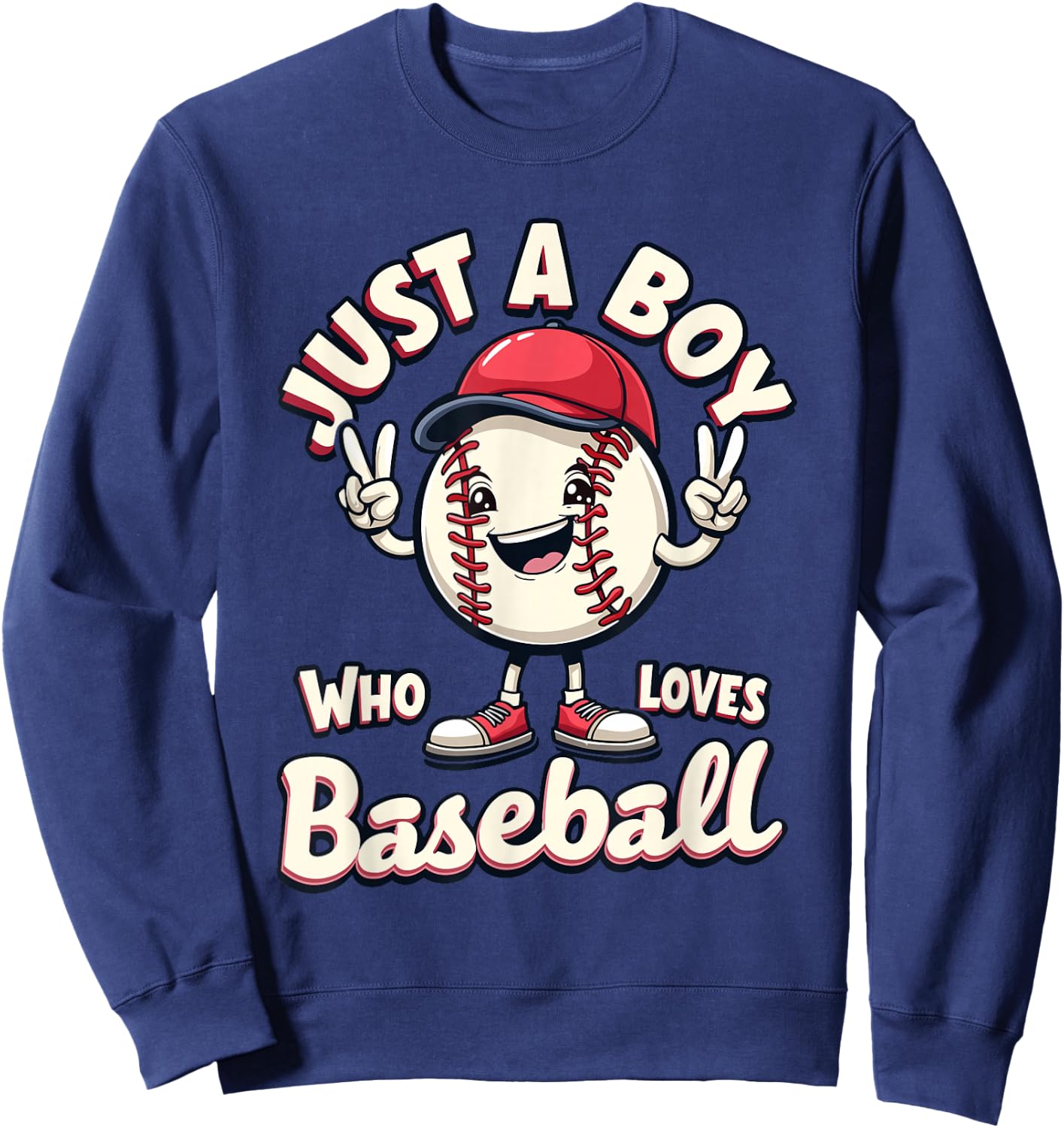 Baseball for Boys, Just A Boy Who Loves Baseball Player Sweatshirt - Sweatshirt | Navy