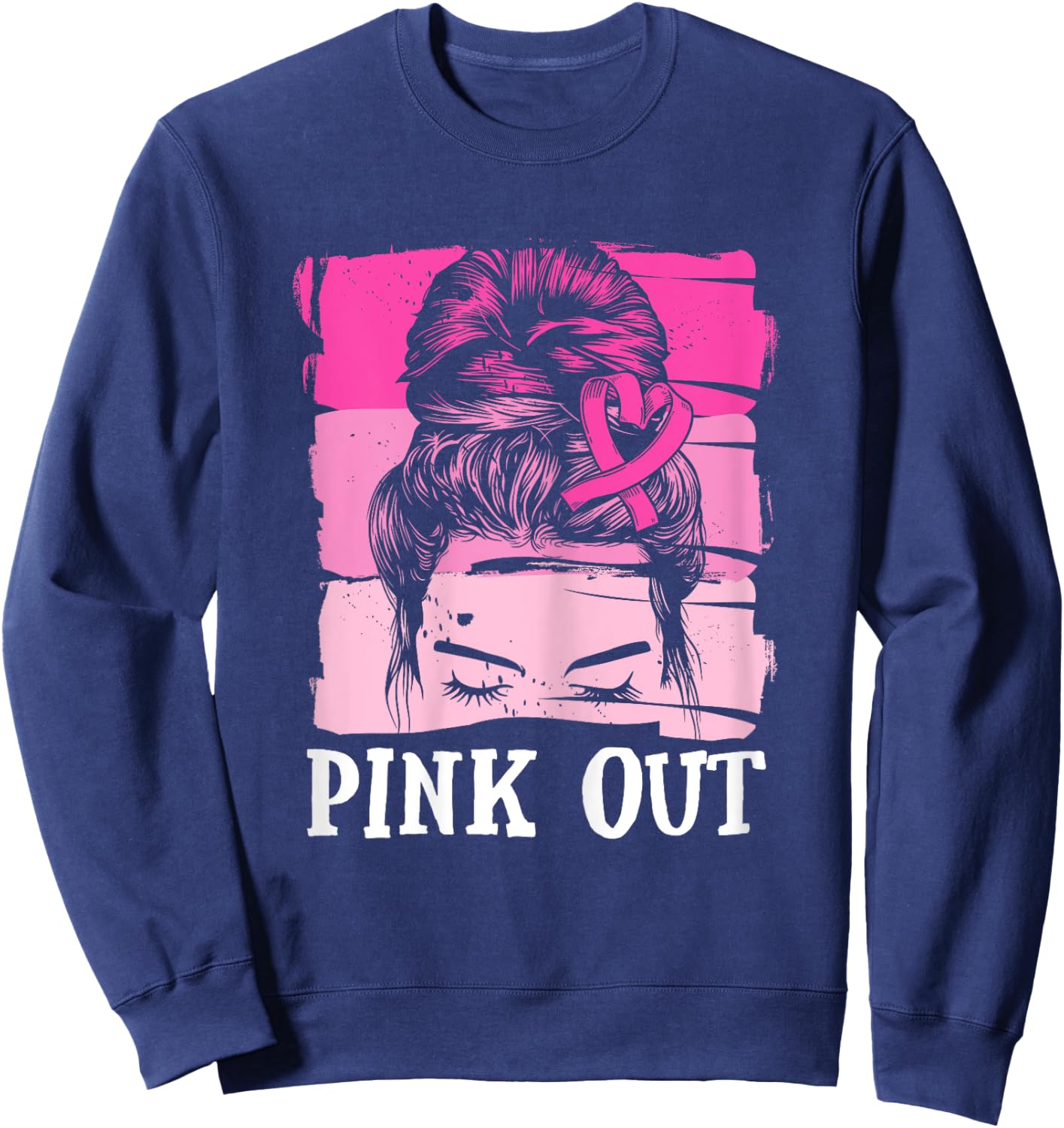 Pink Out Football Mom Mum Brustkrebs Krebs Kriegerin Pink Sweatshirt - Sweatshirt | Navy