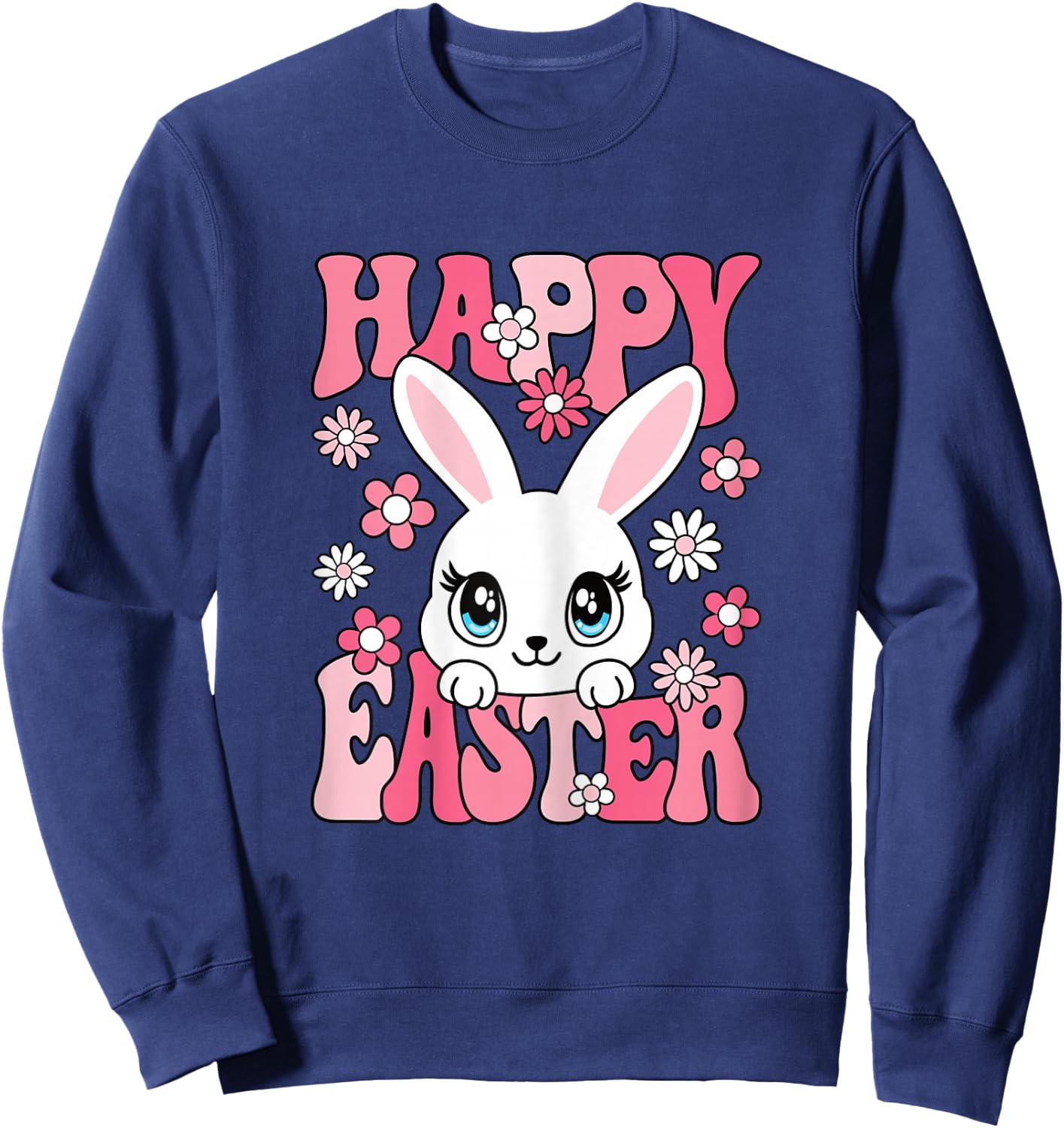 Happy Easter Bunny Easter Rabbit Women Girls Kids Toddlers Sweatshirt - Sweatshirt | Navy
