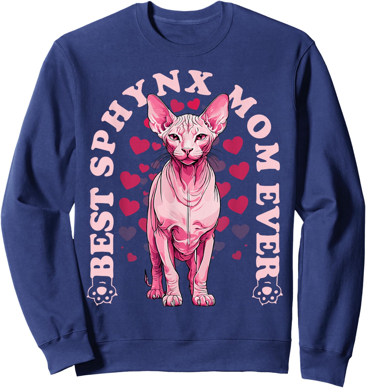 Best Sphynx Cat Mom Cute Kitten Hairless Sphinx Mother Funny Women Girls Kids Sweatshirt - Sweatshirt | Navy