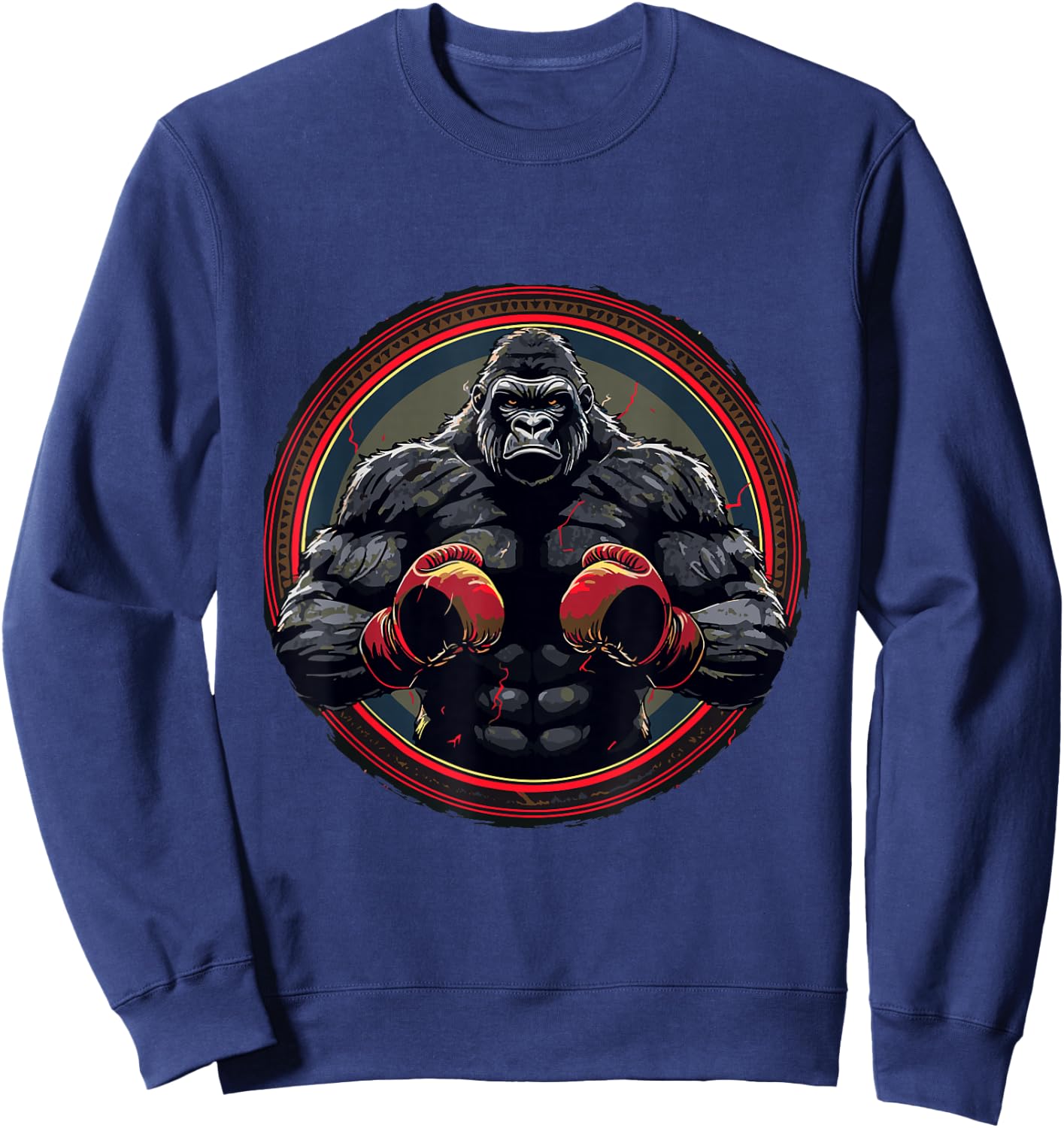 Silverback Gorilla with Boxing Gloves | Boxer Fighter Boxing , black Sweatshirt - Sweatshirt | Navy