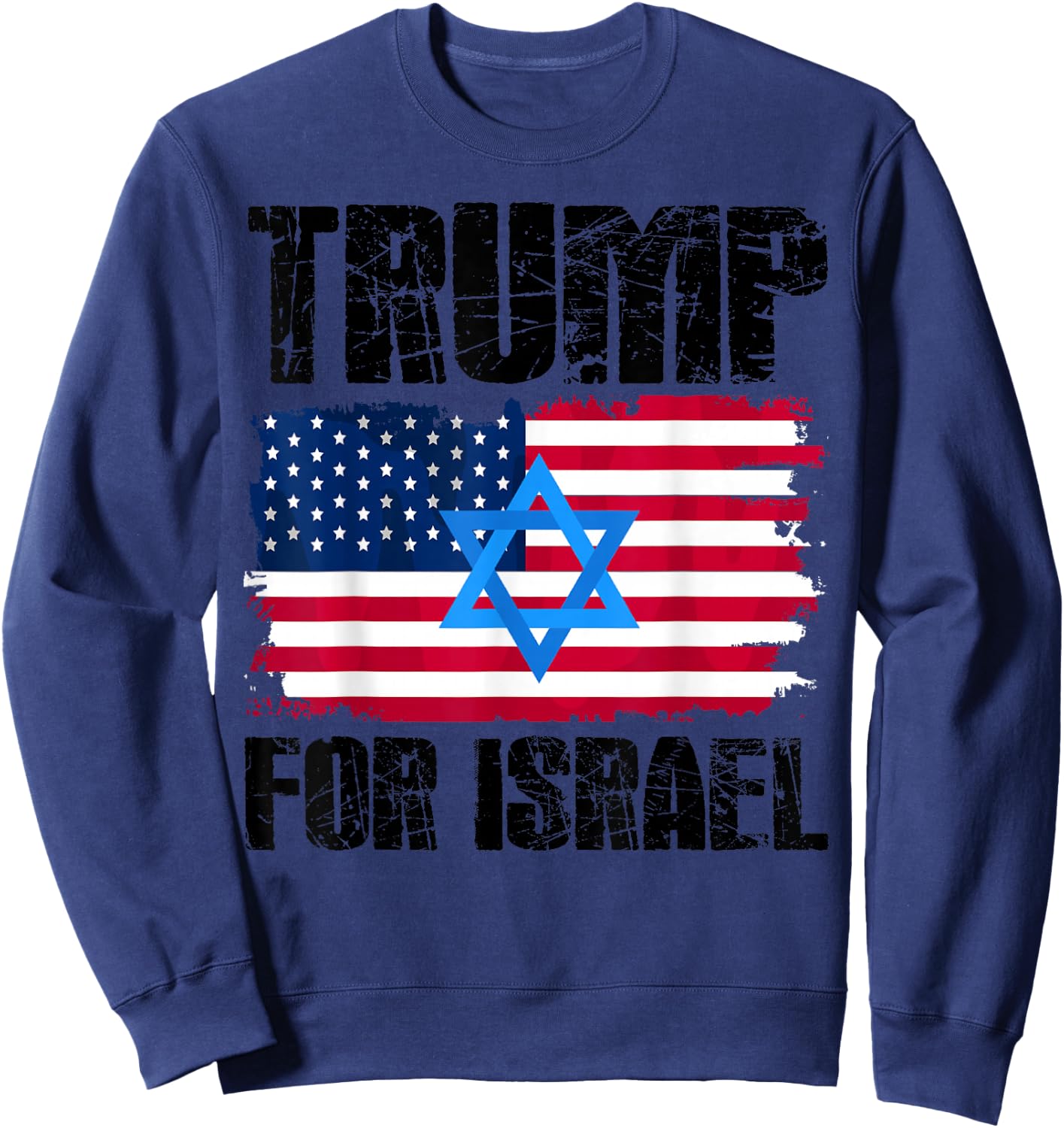 Trump for Israel American Jewish Flag Star of David , grey, S Sweatshirt - Sweatshirt | Navy