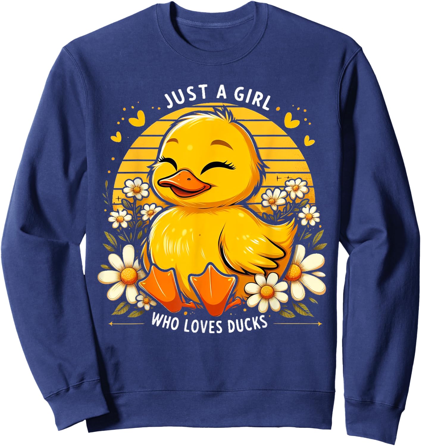 Just a Girl Who Loves Ducks Shirt Girl Cute Funny Duck Gifts Sweatshirt - Sweatshirt | Navy