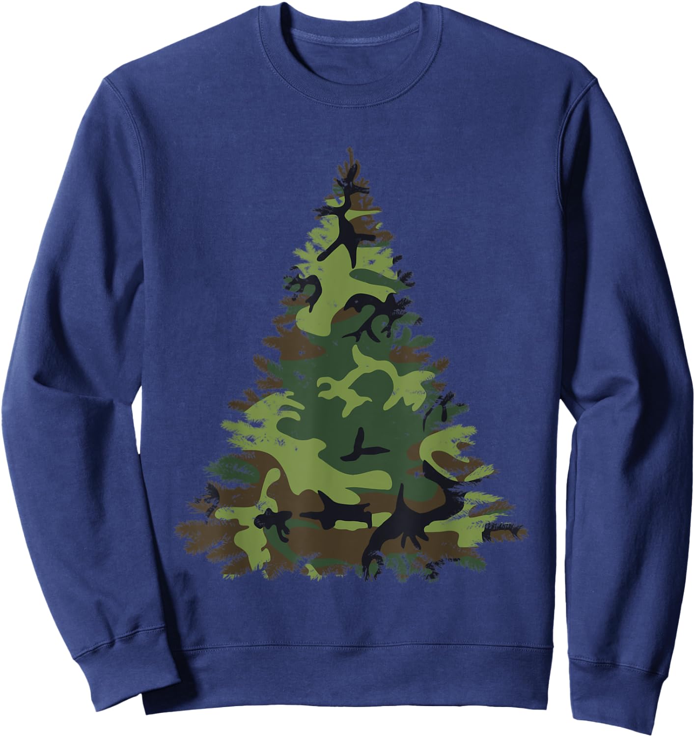 Camo Christmas Tree Camouflage Tree Shirt Veteran Sweatshirt - Sweatshirt | Navy