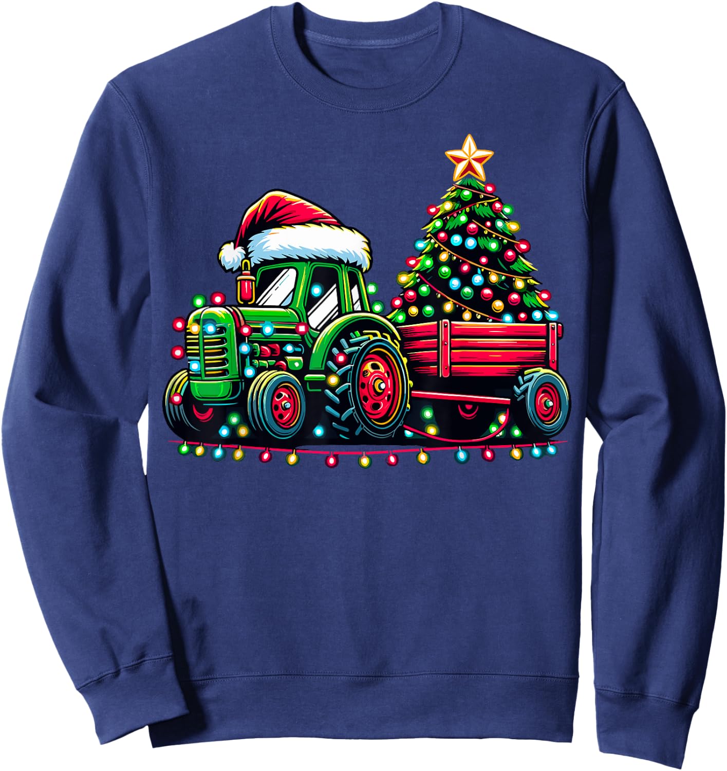 Christmas Tractor Boys Santa Xmas Farm Truck Sweatshirt - Sweatshirt | Navy