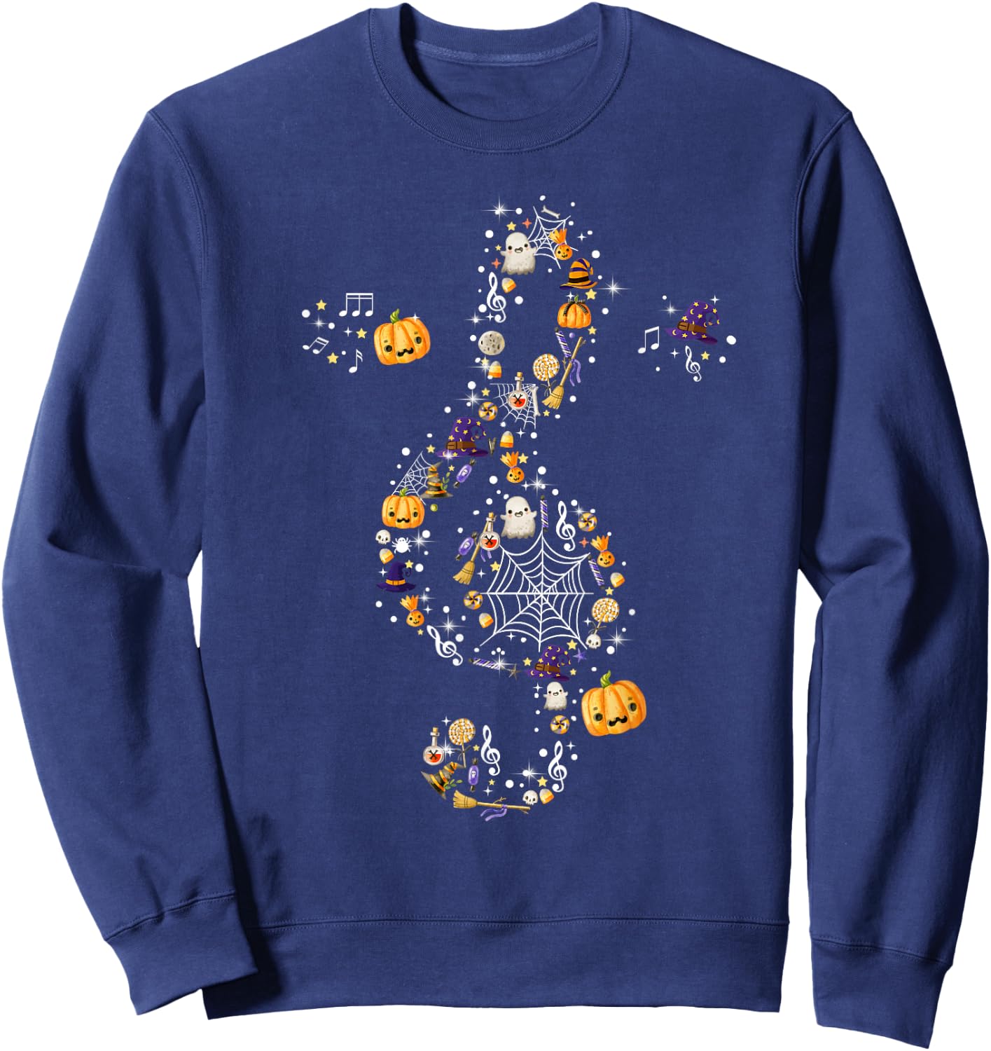 Music Note Symbol Halloween For Music Teacher Musicians Sweatshirt - Sweatshirt | Navy