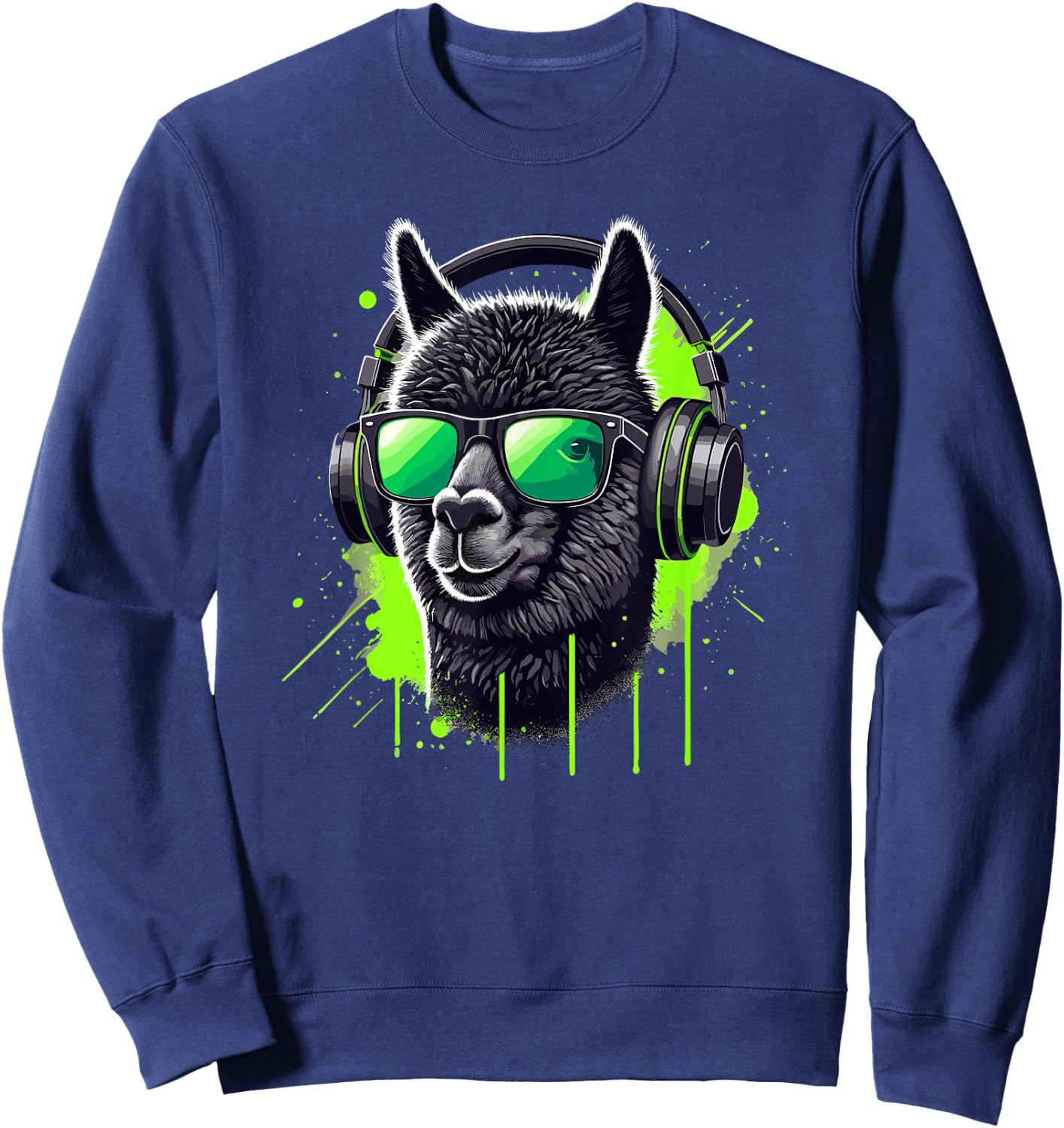 Alpaca Sunglasses Helmet Llama Llamas Sweatshirt - Sweatshirt | Navy