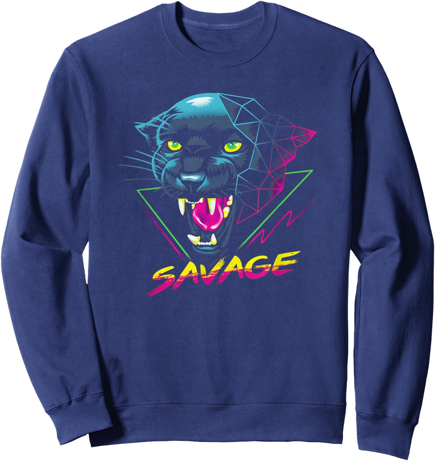 Savage - Panther Synthwave Retro Style Sweatshirt - Sweatshirt | Navy