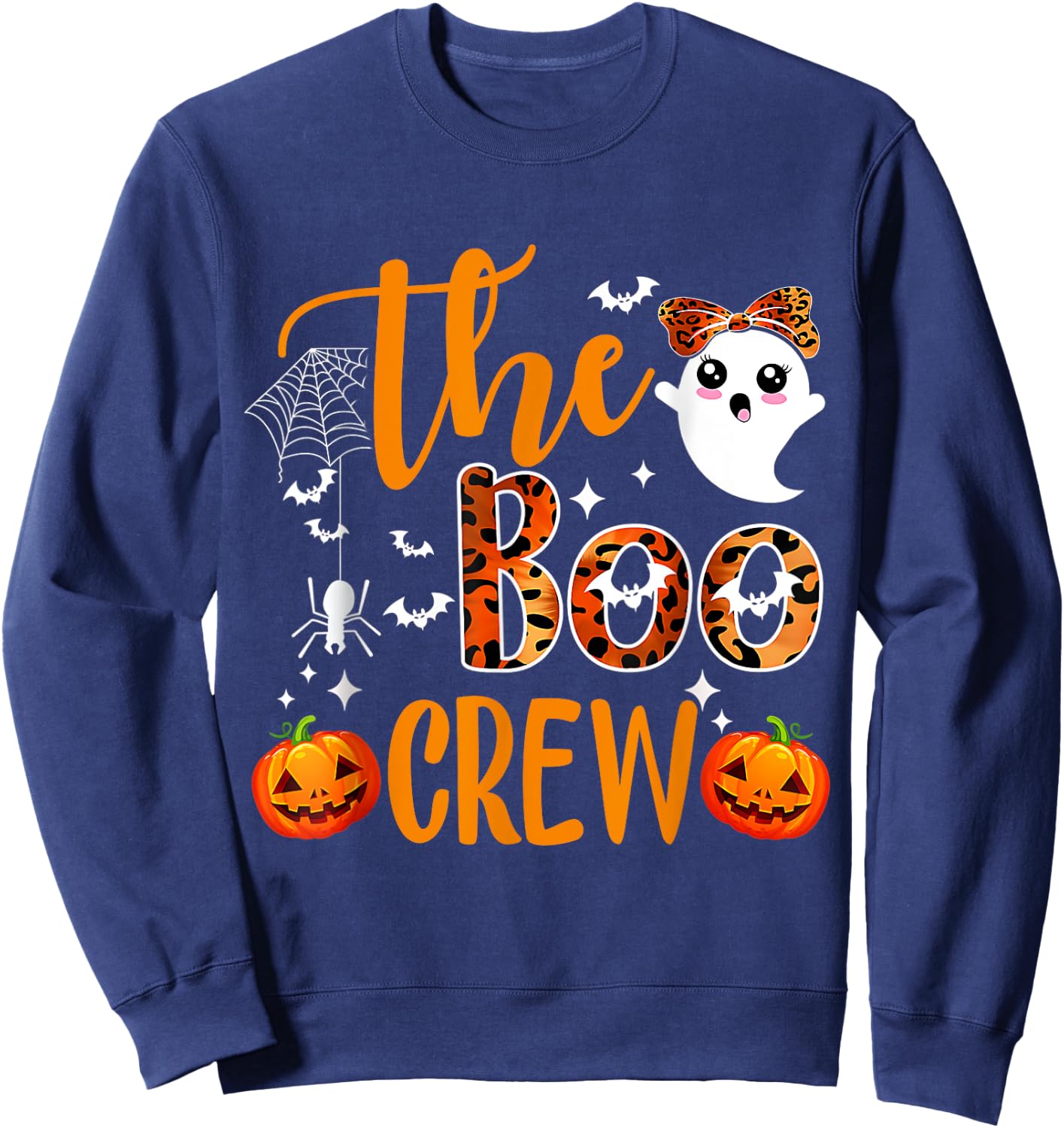 Leopard Halloween Boo Crew Halloween Costume Sweatshirt - Sweatshirt | Navy