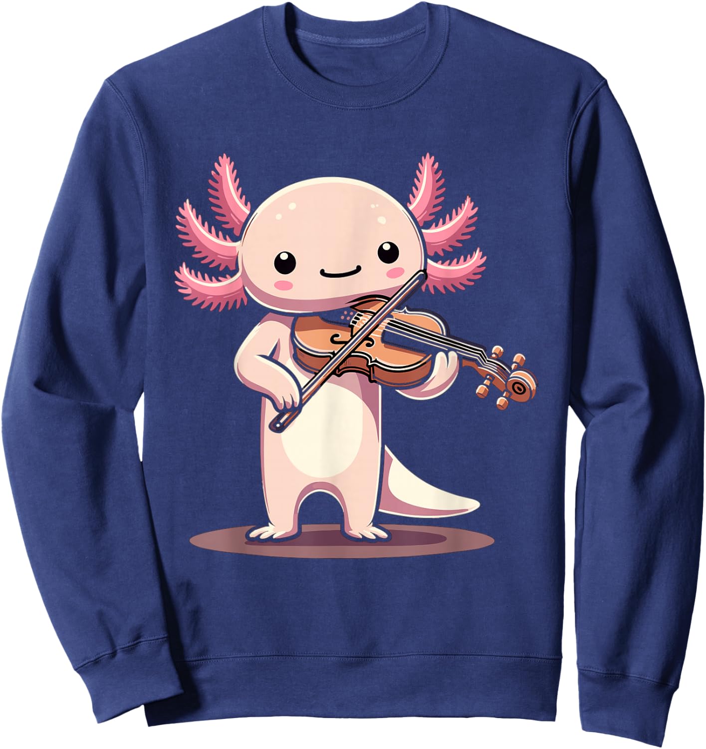 Cute Axolotl Playing Violin for Violinist Musical Orchestra Sweatshirt - Sweatshirt | Navy