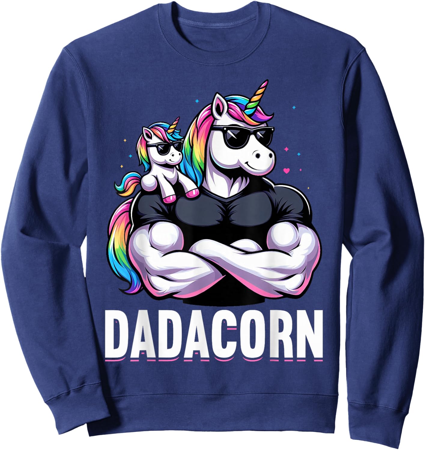 Dadacorn Unicorn Dad Father's Day Daughter Sweatshirt - Sweatshirt | Navy