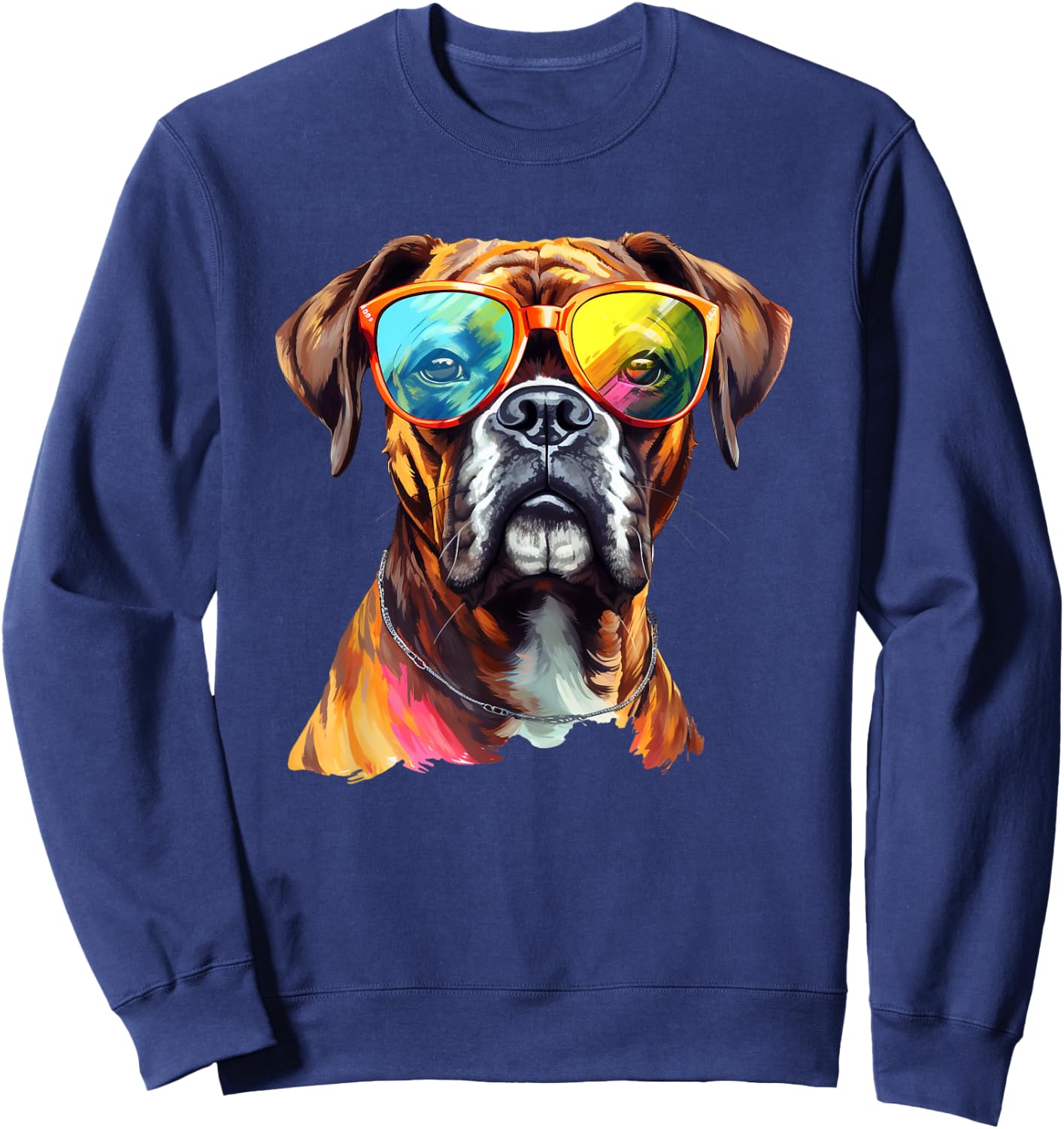 Boxer Hund mit Sonnenbrille Hundebesitzer Hunde Fans Sweatshirt - Sweatshirt | Navy