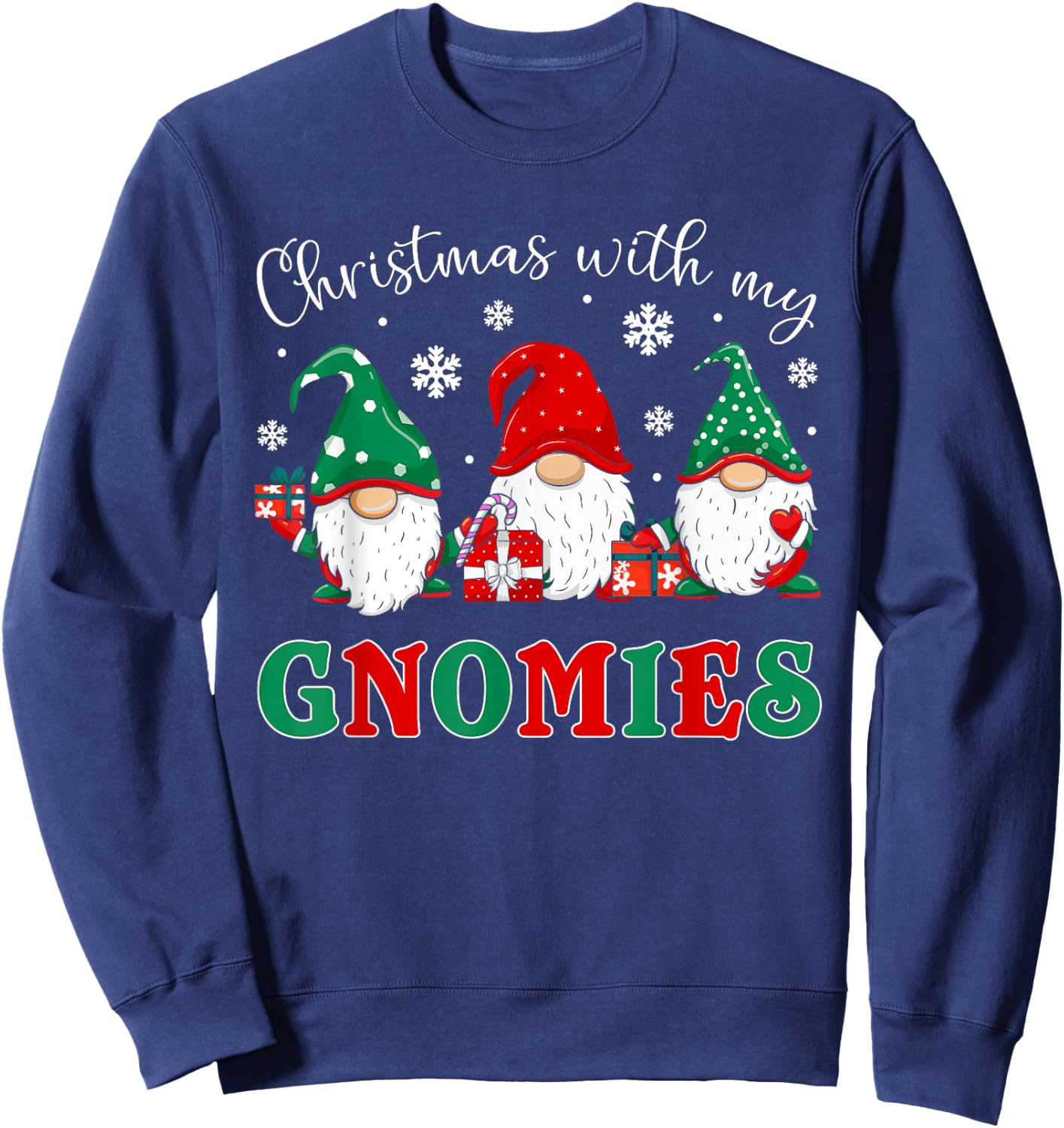 Christmas With My Gnomies Family Christmas Buffalo Plaid Sweatshirt - Sweatshirt | Navy