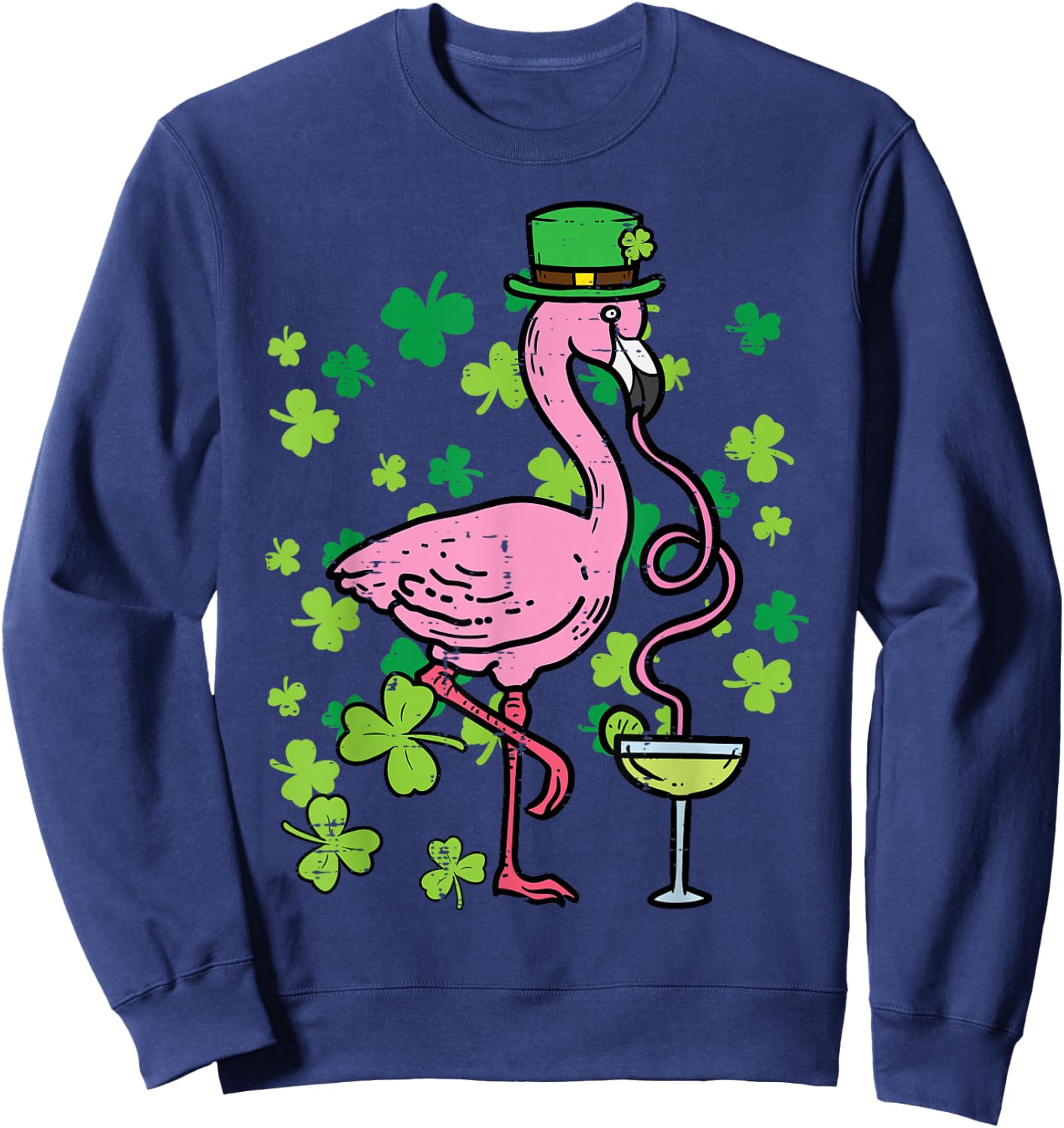 St Patricks Day Irish Flamingo Saint Pattys Paddys Women Sweatshirt - Sweatshirt | Navy