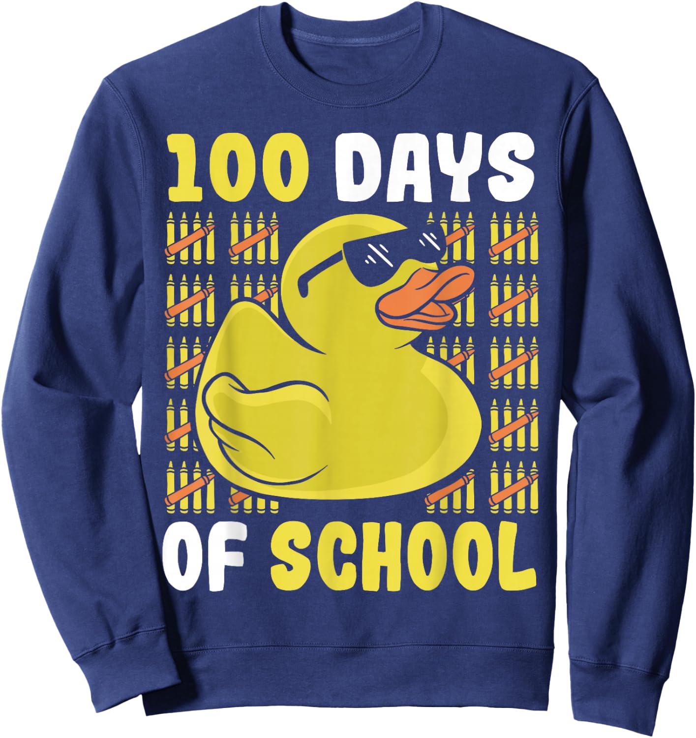 School Rubber Duckies 100 Days Of School Rubber Duck Sweatshirt - Sweatshirt | Navy