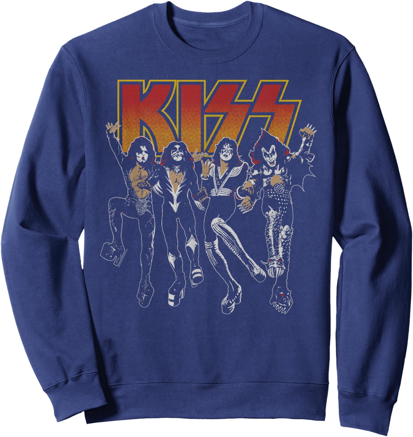 KISS Adult Slim Fit Black Cartoon Sweatshirt - Sweatshirt | Navy