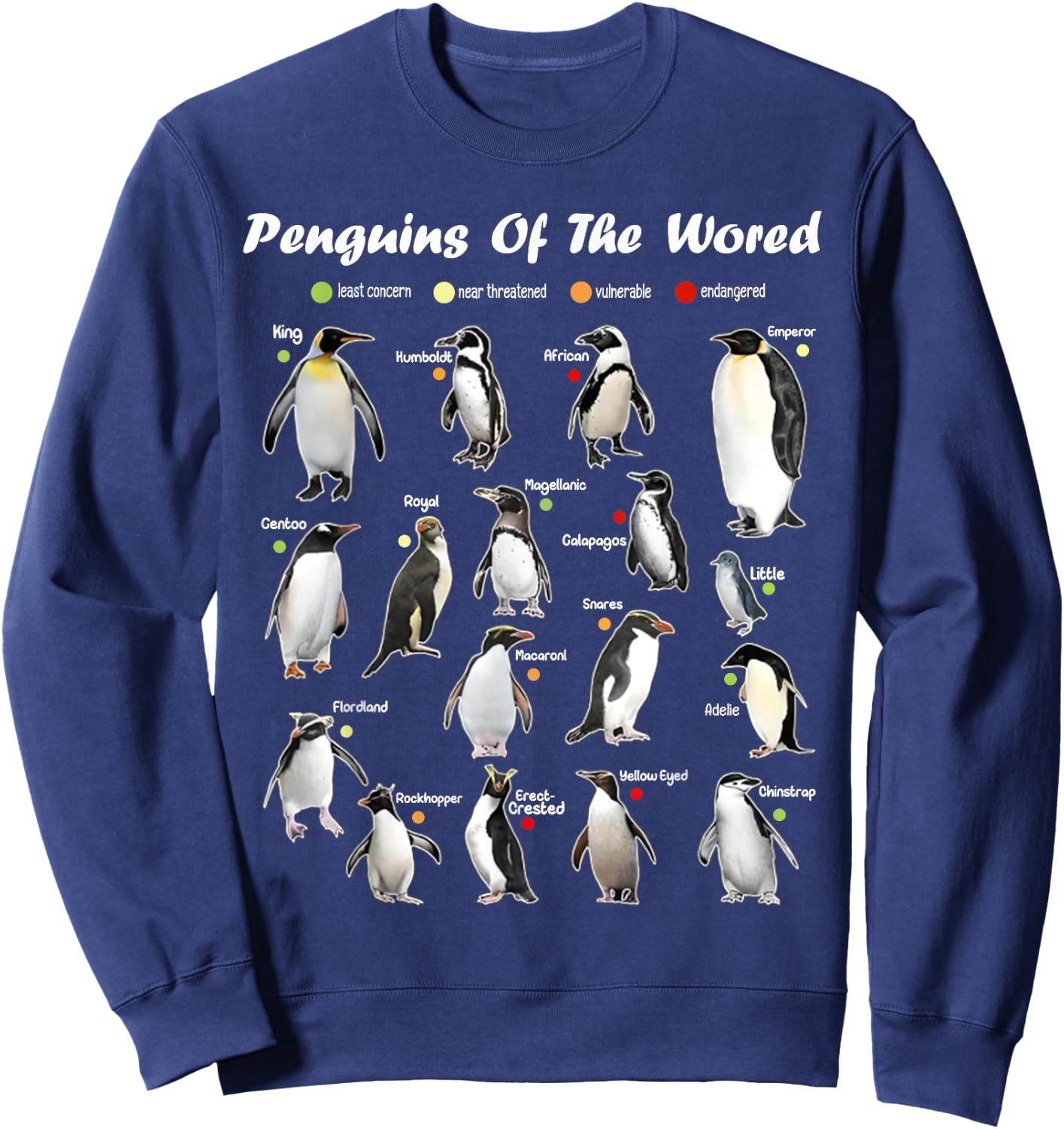 Funny Animals Graphic Penguins of the World Penguin Lover Sweatshirt - Sweatshirt | Navy