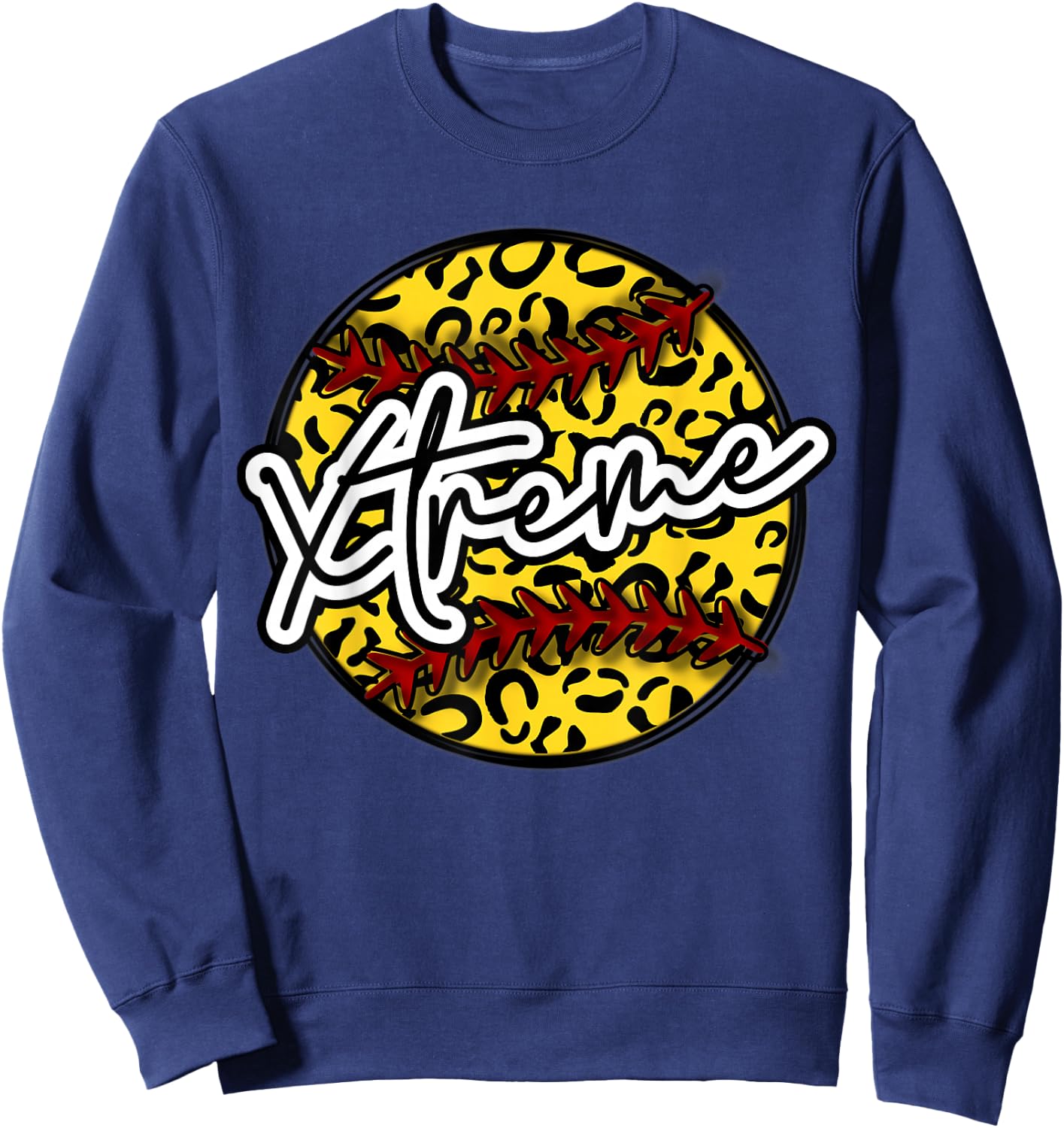 XTREME Leopard Cheetah Softball Team Trendy Cute Womans Top Sweatshirt - Sweatshirt | Navy