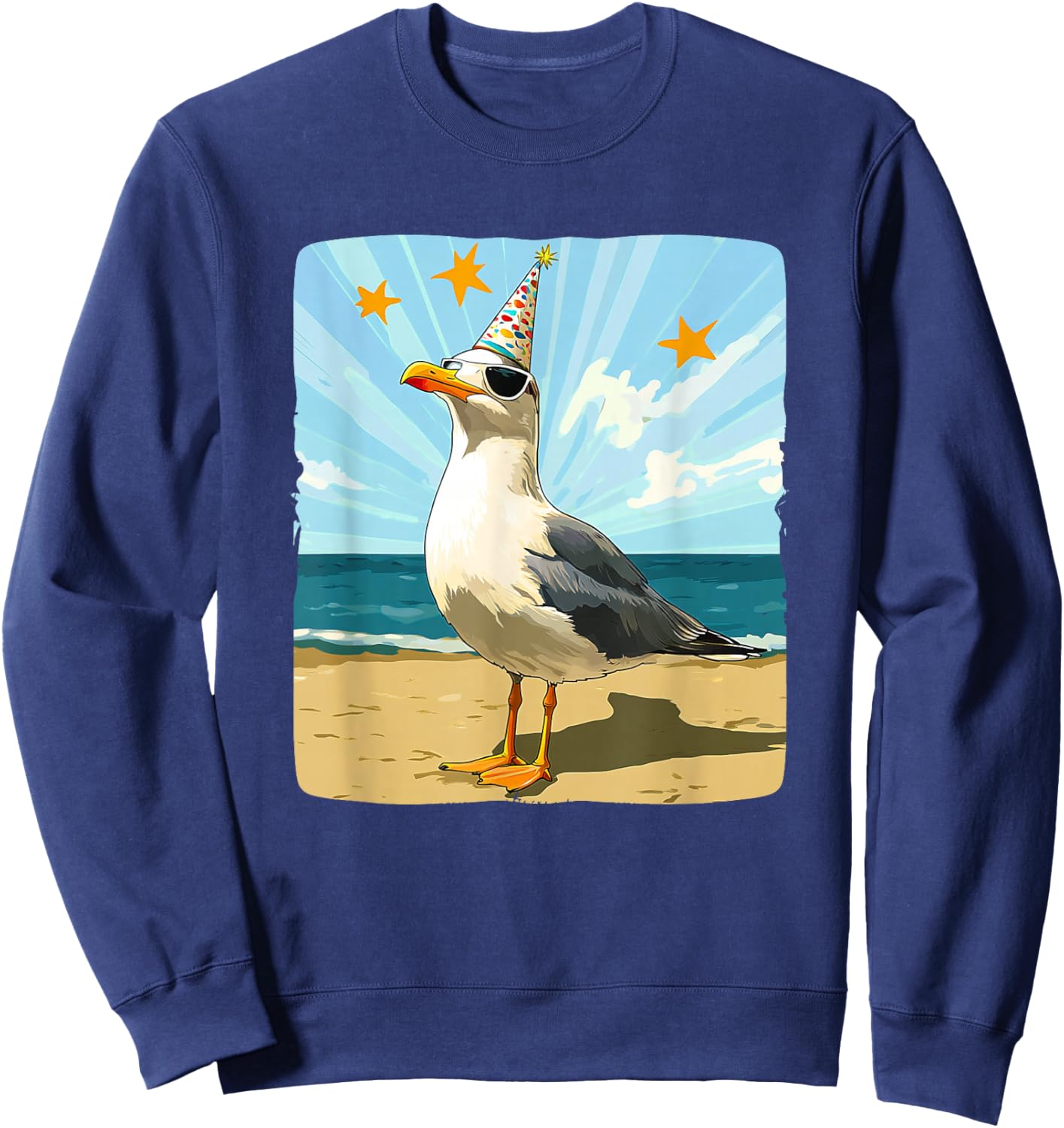 Cute Seagull with Party Hat for Seagulls Party Sweatshirt - Sweatshirt | Navy