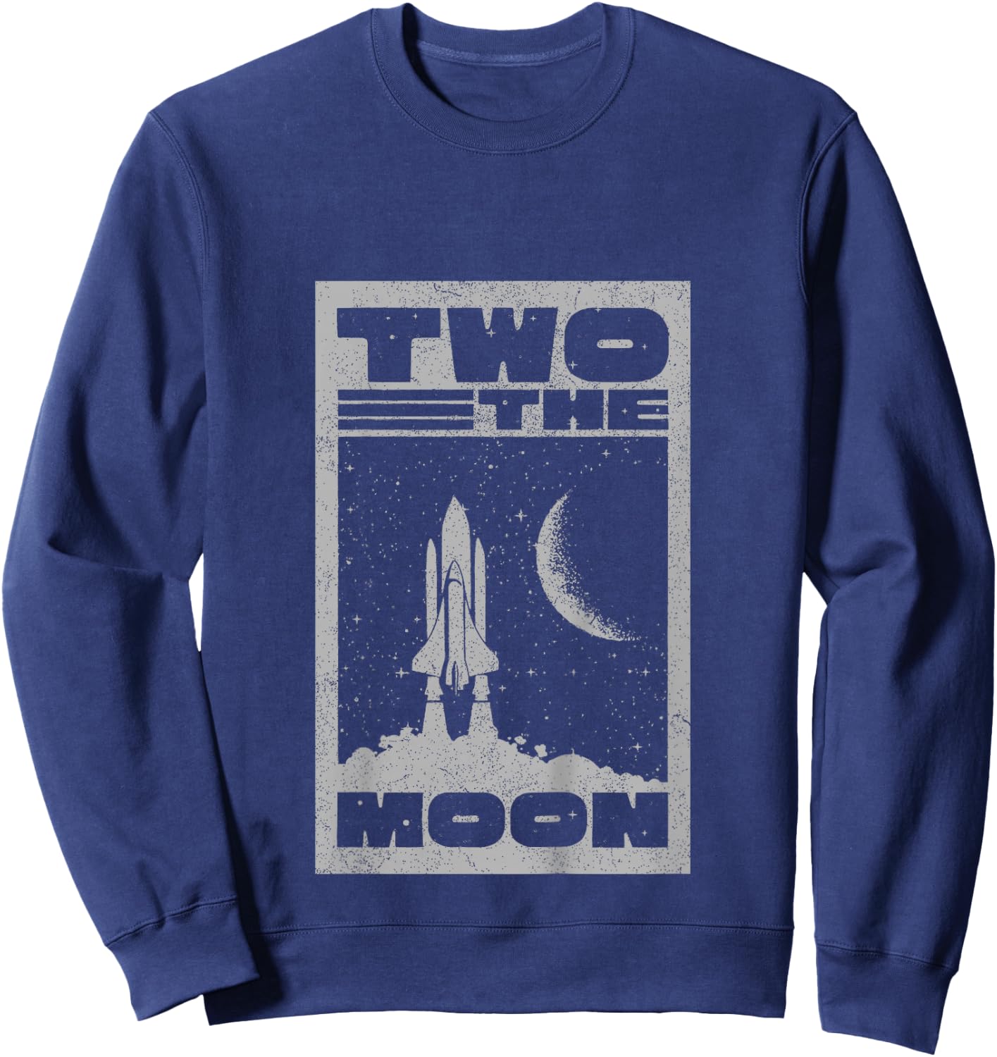 Vintage Retro Two The Moon 2 Year Old 2nd Birthday Party Sweatshirt - Sweatshirt | Navy
