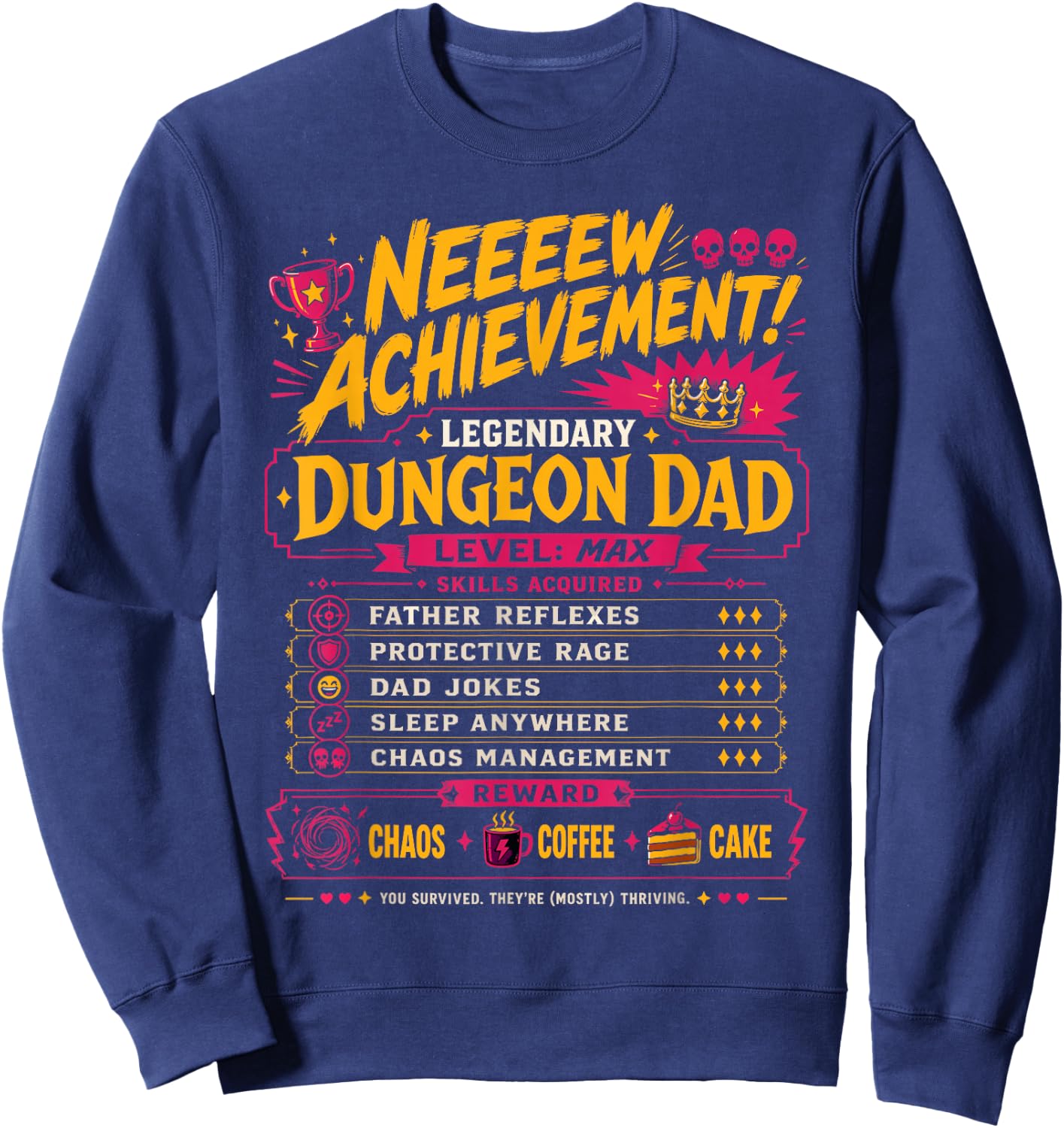 Happy Fathers Day Crawler New Achievement Gamer Dad USA Sweatshirt - Sweatshirt | Navy
