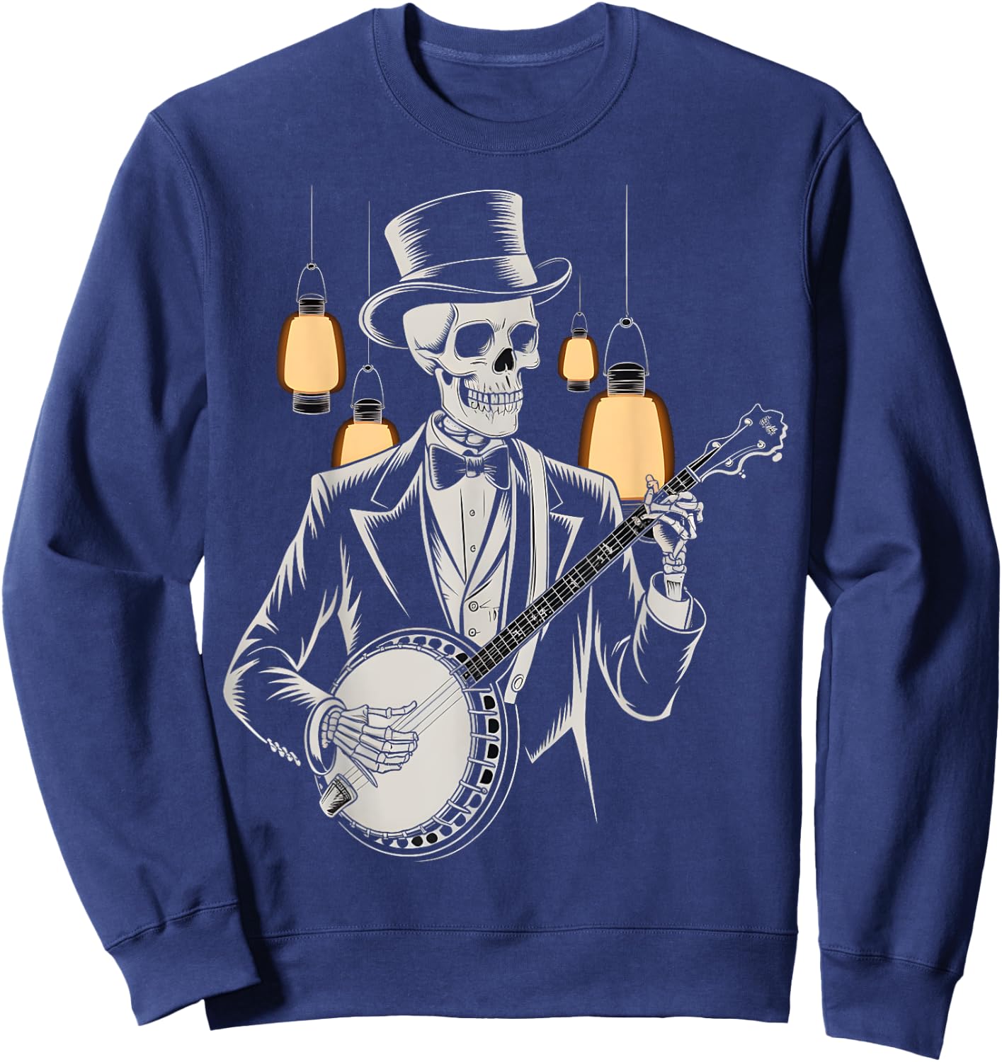 Skeleton Banjo Player Vintage Sweatshirt - Sweatshirt | Navy