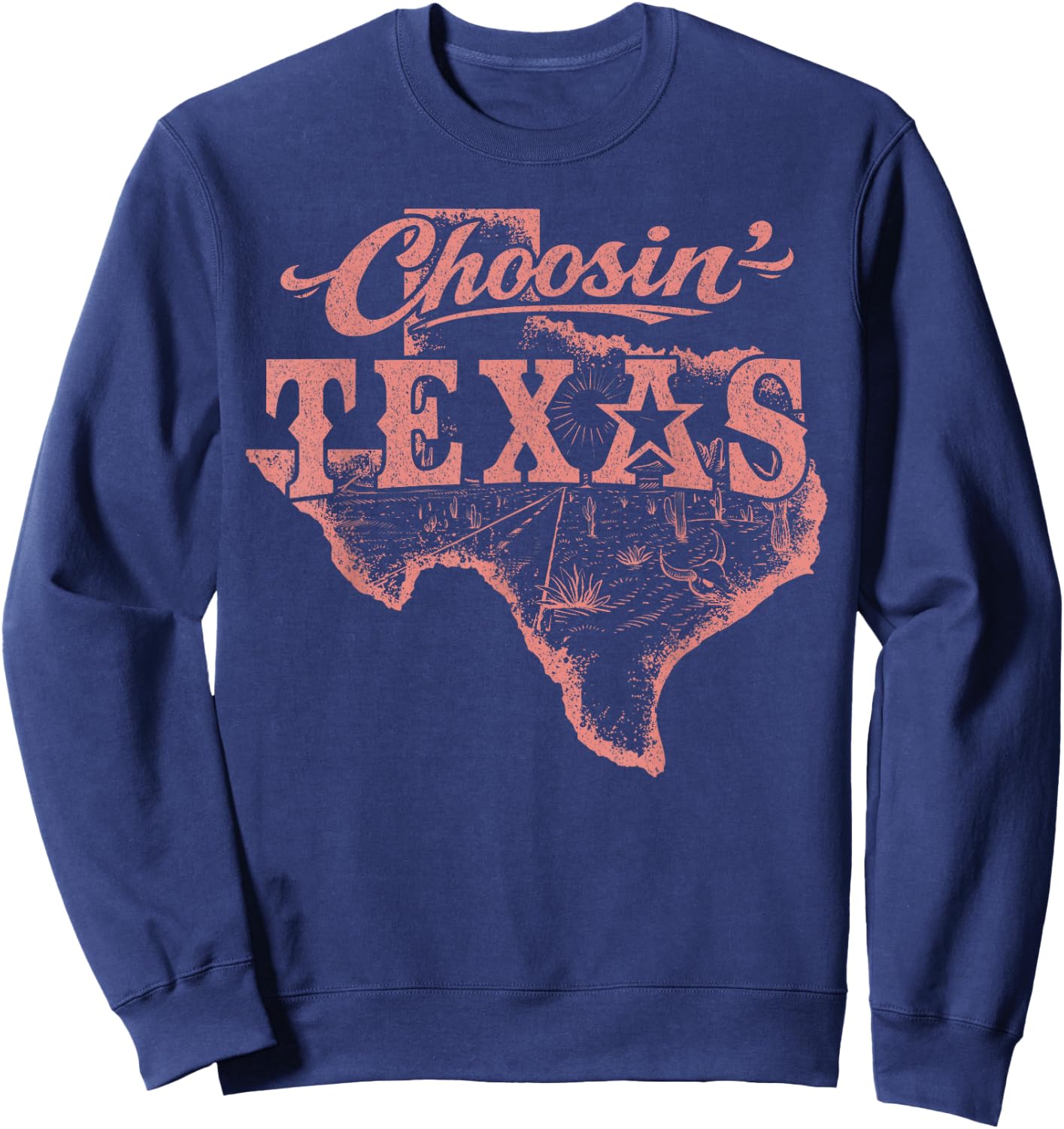 Choosin' Texas Trendy Western Aesthetic Sweatshirt - Sweatshirt | Navy