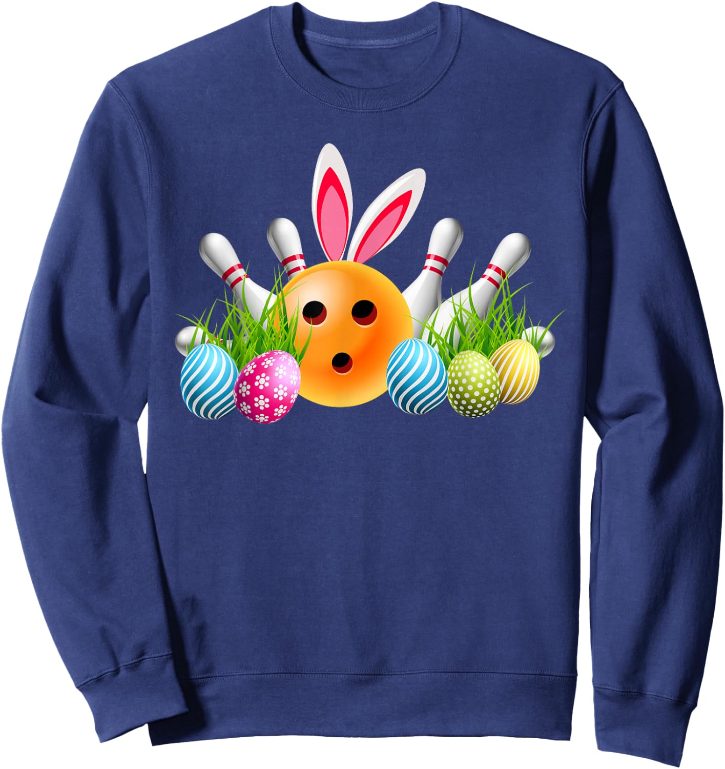 Bowling Easter Bunny Bowling Ball Shirt Bowling Easter Sweatshirt - Sweatshirt | Navy