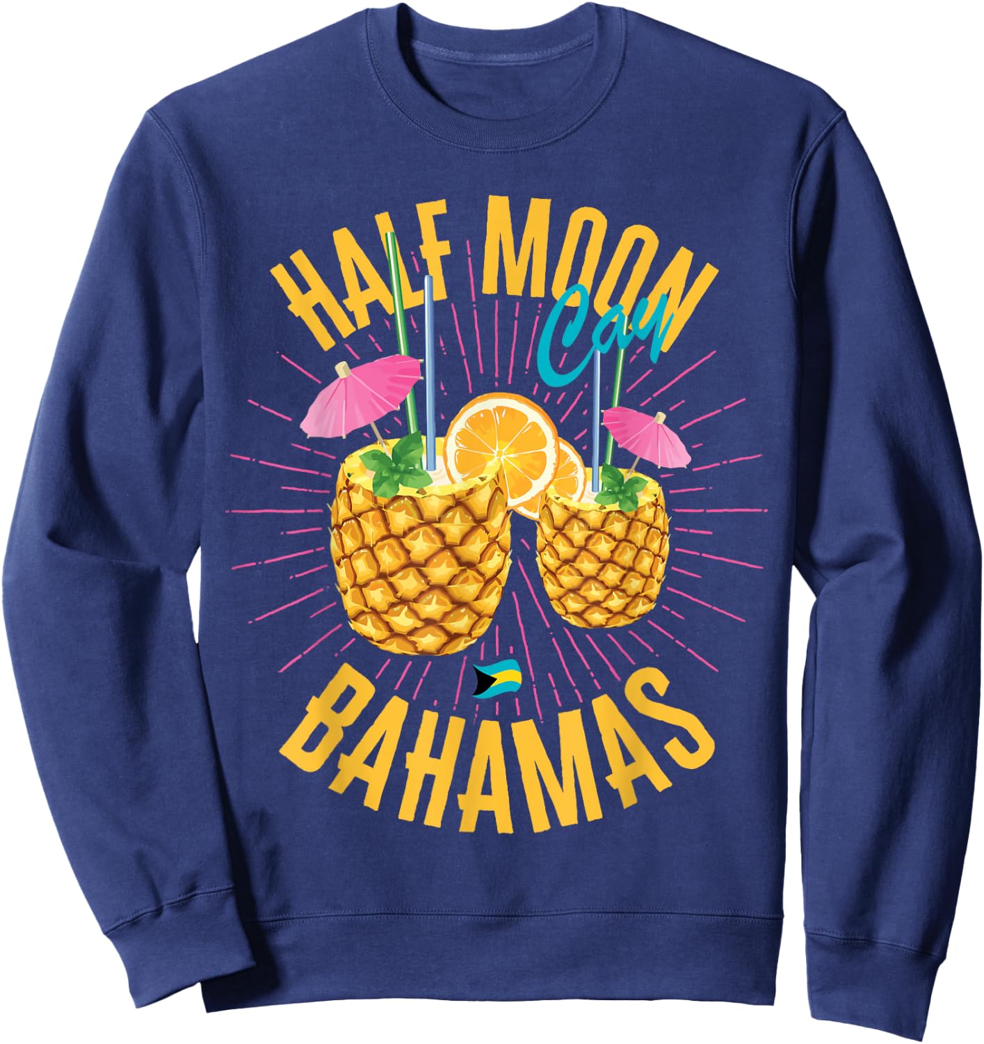 Half Moon Cay Bahamas Flag Cruise Vacation Bahamian Sweatshirt - Sweatshirt | Navy