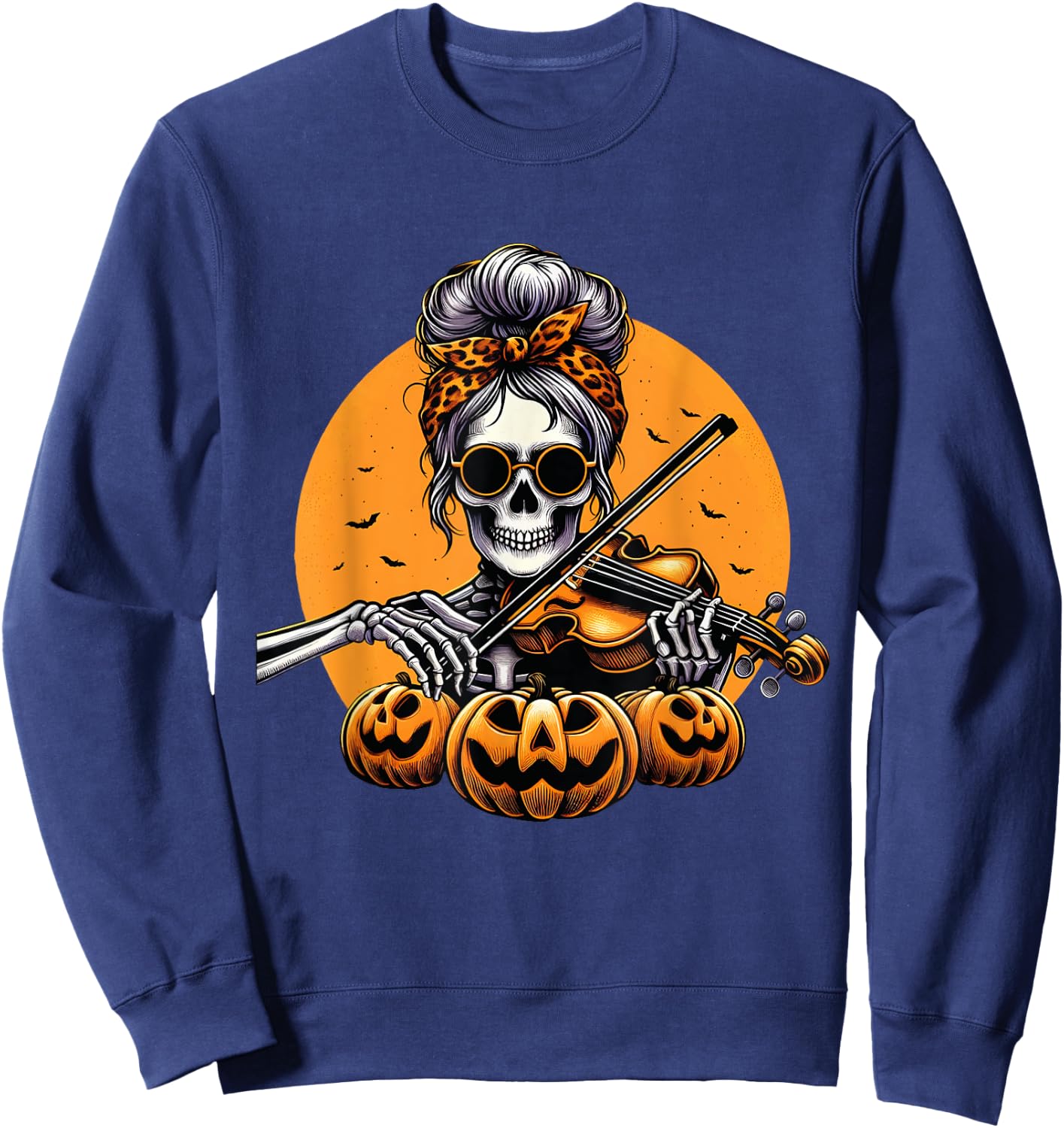 Skeleton Violin Player Halloween Costume Violinist Musician Sweatshirt - Sweatshirt | Navy