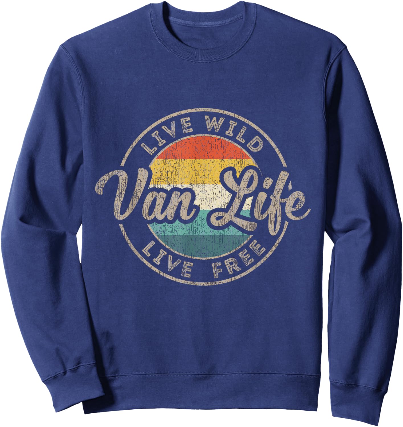 Van Life Clothing Retro Vintage Van Resident Vanlife Nomads , black Sweatshirt - Sweatshirt | Navy