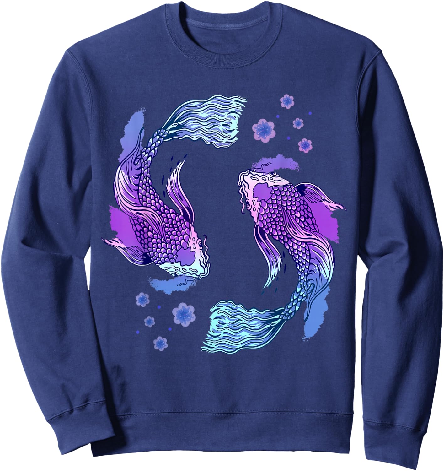 Koi Asian Carp Japanese Koi Carp Japan Pond Yin Yang Fish Sweatshirt - Sweatshirt | Navy