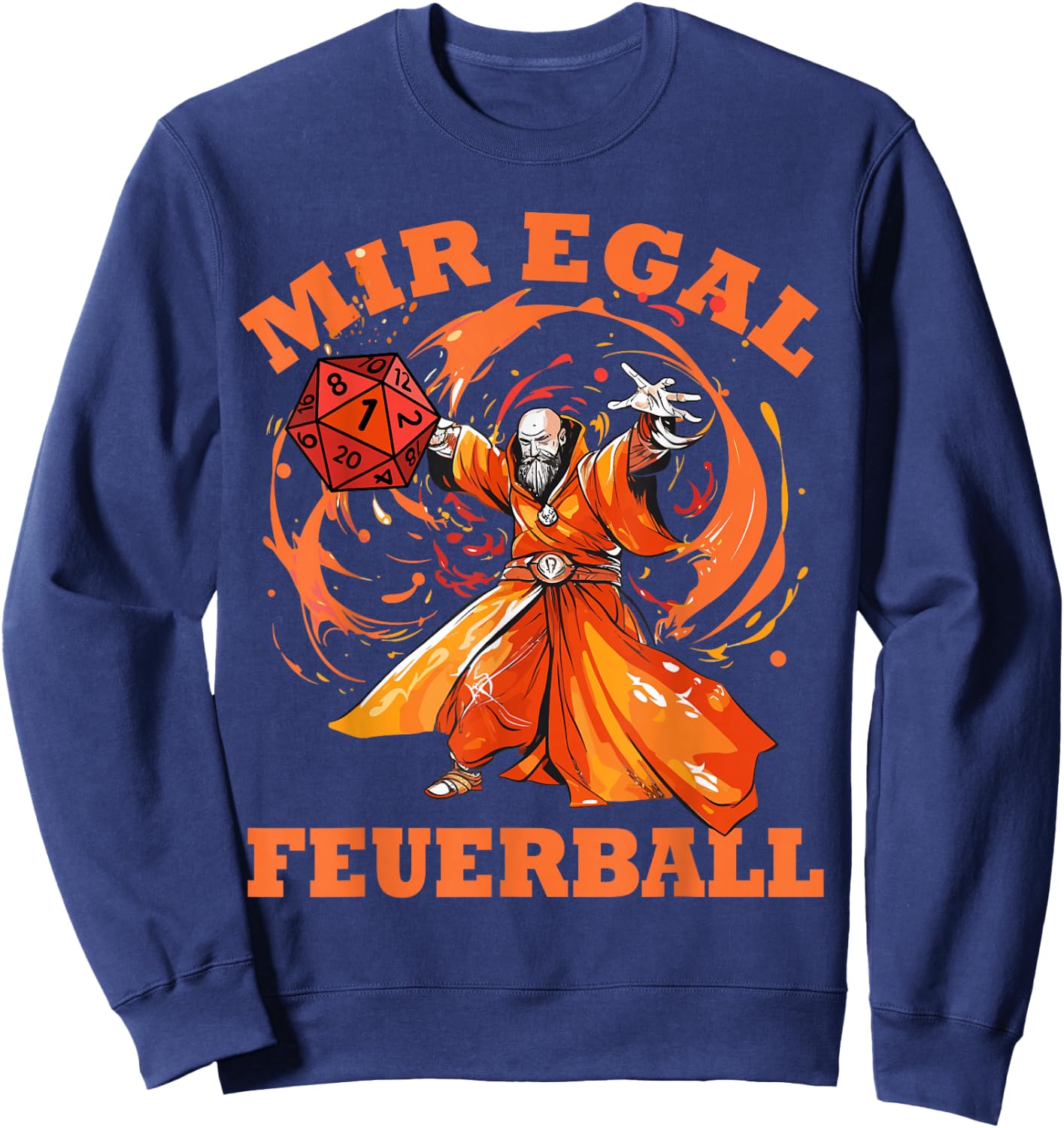 Rollenspiel Designs Lustig Hoch 5 - Magier wirft Feuerball - Mir Egal Feuerball Zauberer (Schwarz, S, Halbarm, -Jugendliche) Sweatshirt - Sweatshirt | Navy