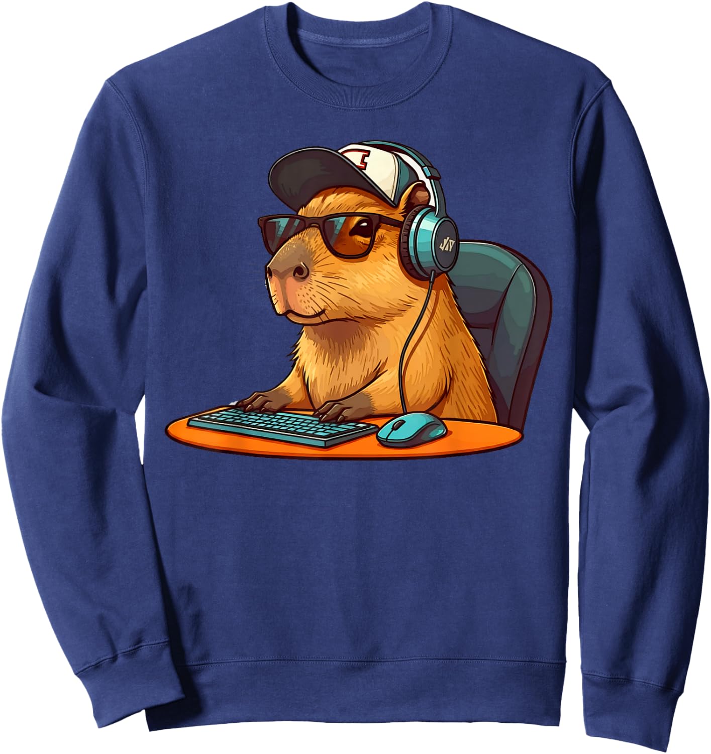 Capybara Video Games Funny Gaming Capy Men Teen Boys Kids Sweatshirt - Sweatshirt | Navy