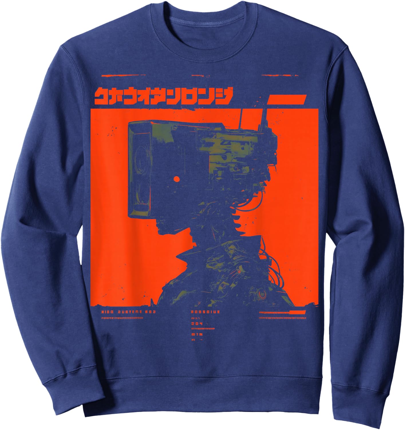 Futuristic Techwear Japanese Cyberpunk Harajuku Horror Punk , black Sweatshirt - Sweatshirt | Navy