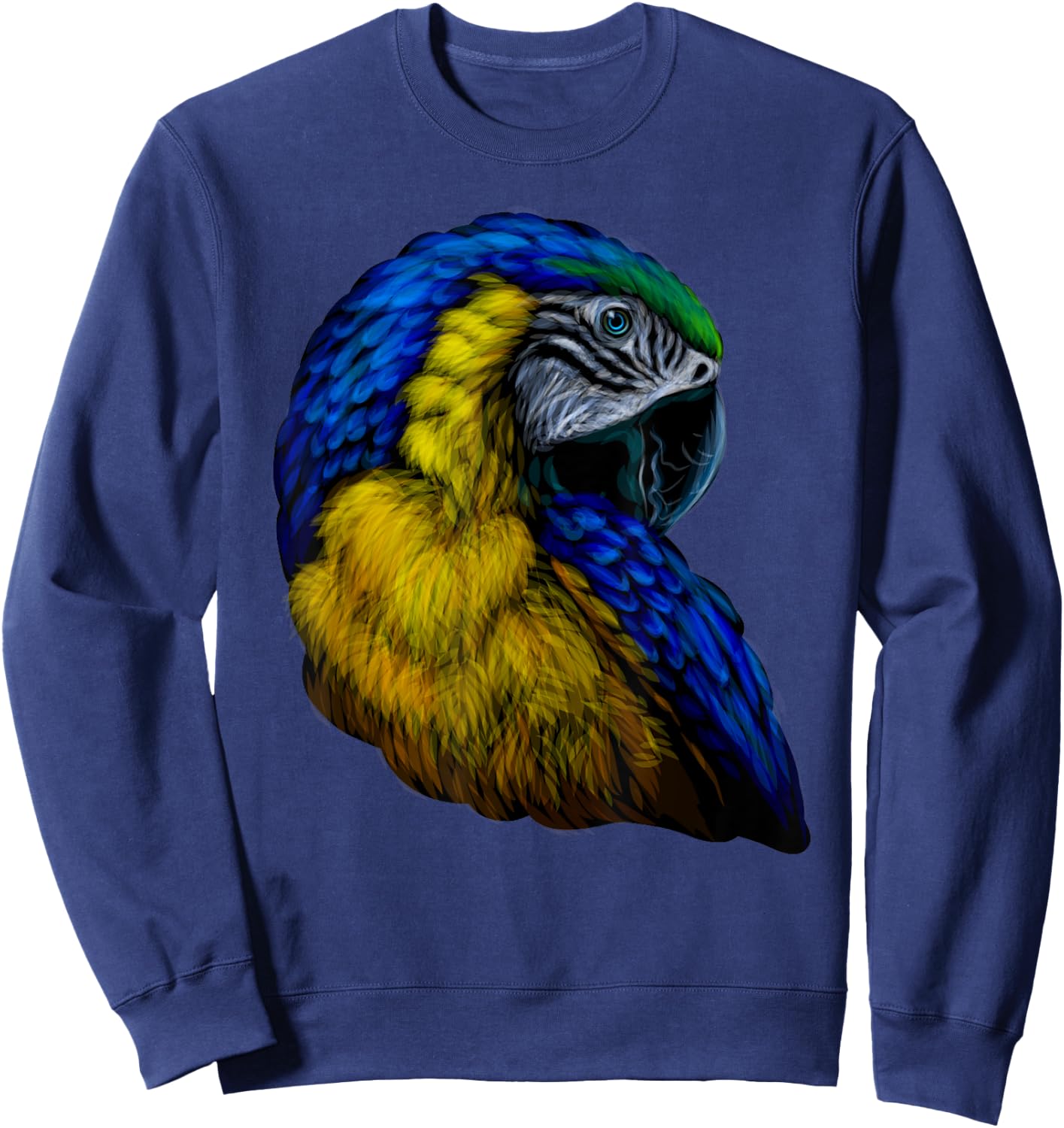 colorful scarlet Macaw parrot bird Hand drew for lovers Art Sweatshirt - Sweatshirt | Navy