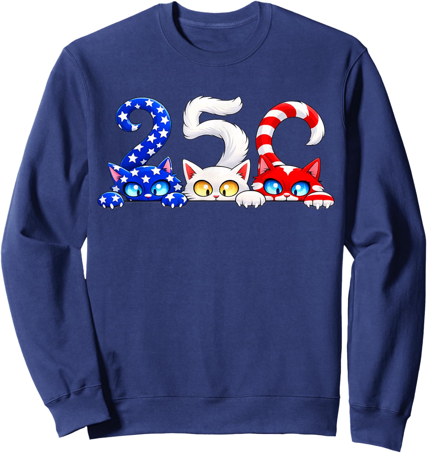 Cute Patriotic Cats 250th Independence Day 4th of July Women Sweatshirt - Sweatshirt | Navy
