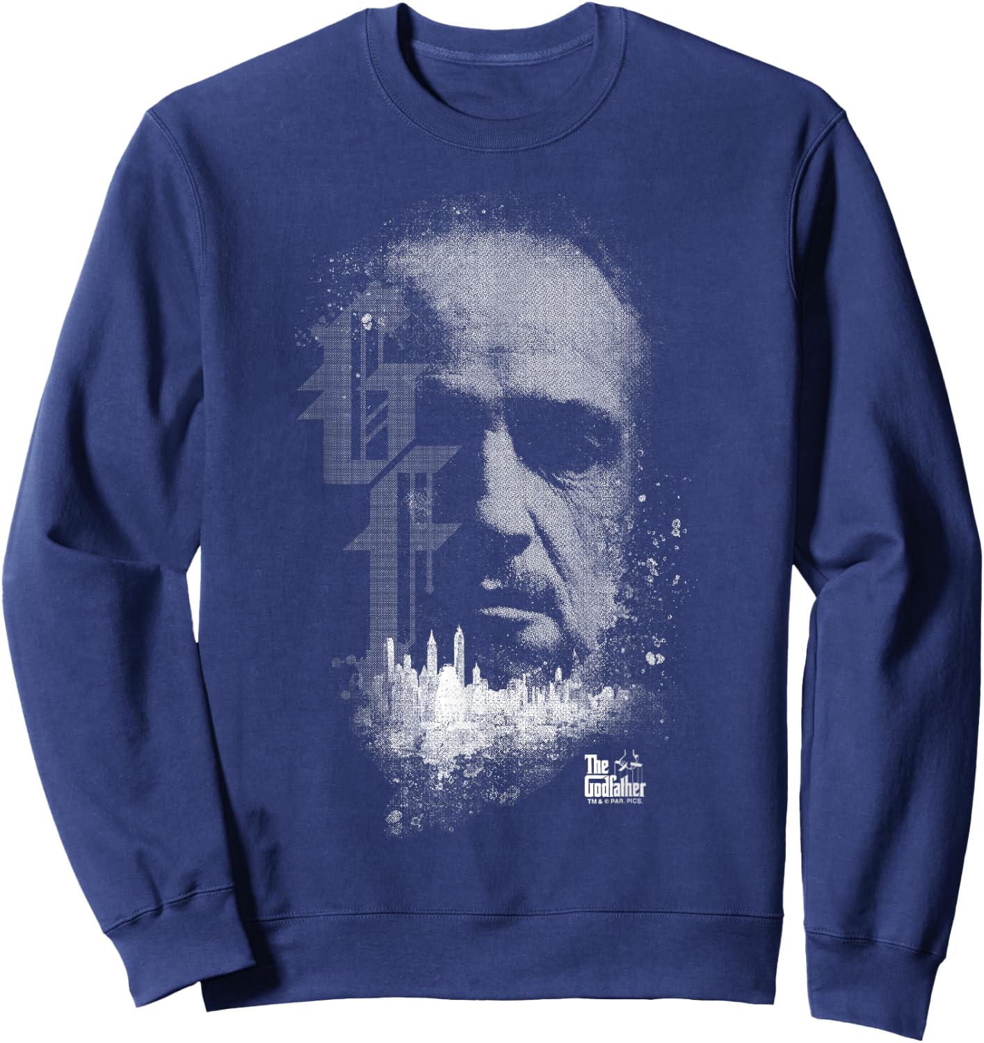 The Godfather Vito Corleone Head City Skyline Silhouette Sweatshirt - Sweatshirt | Navy