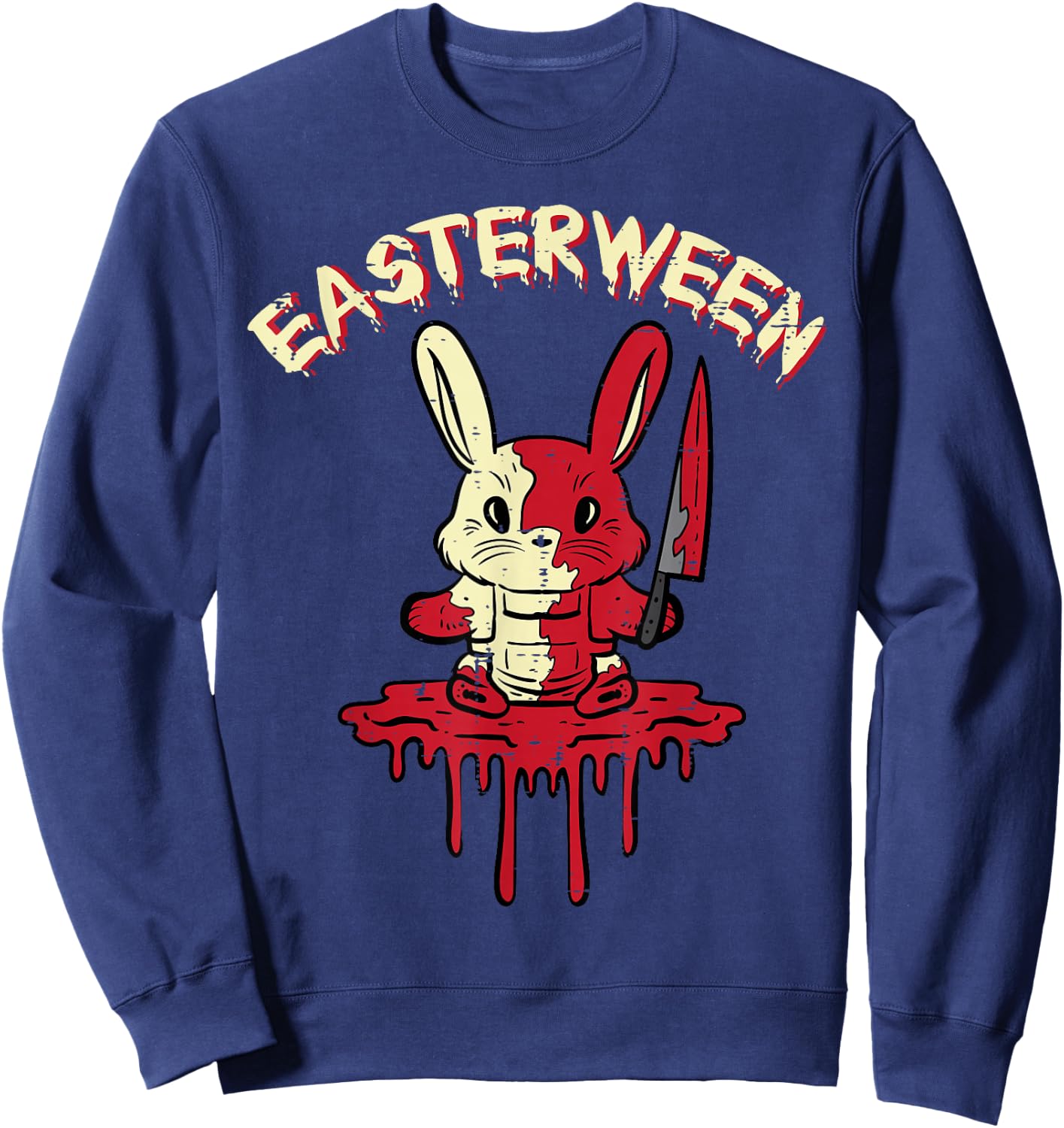 Easterween Bloody Bunny Easter Halloween Rabbit Men Women Sweatshirt - Sweatshirt | Navy