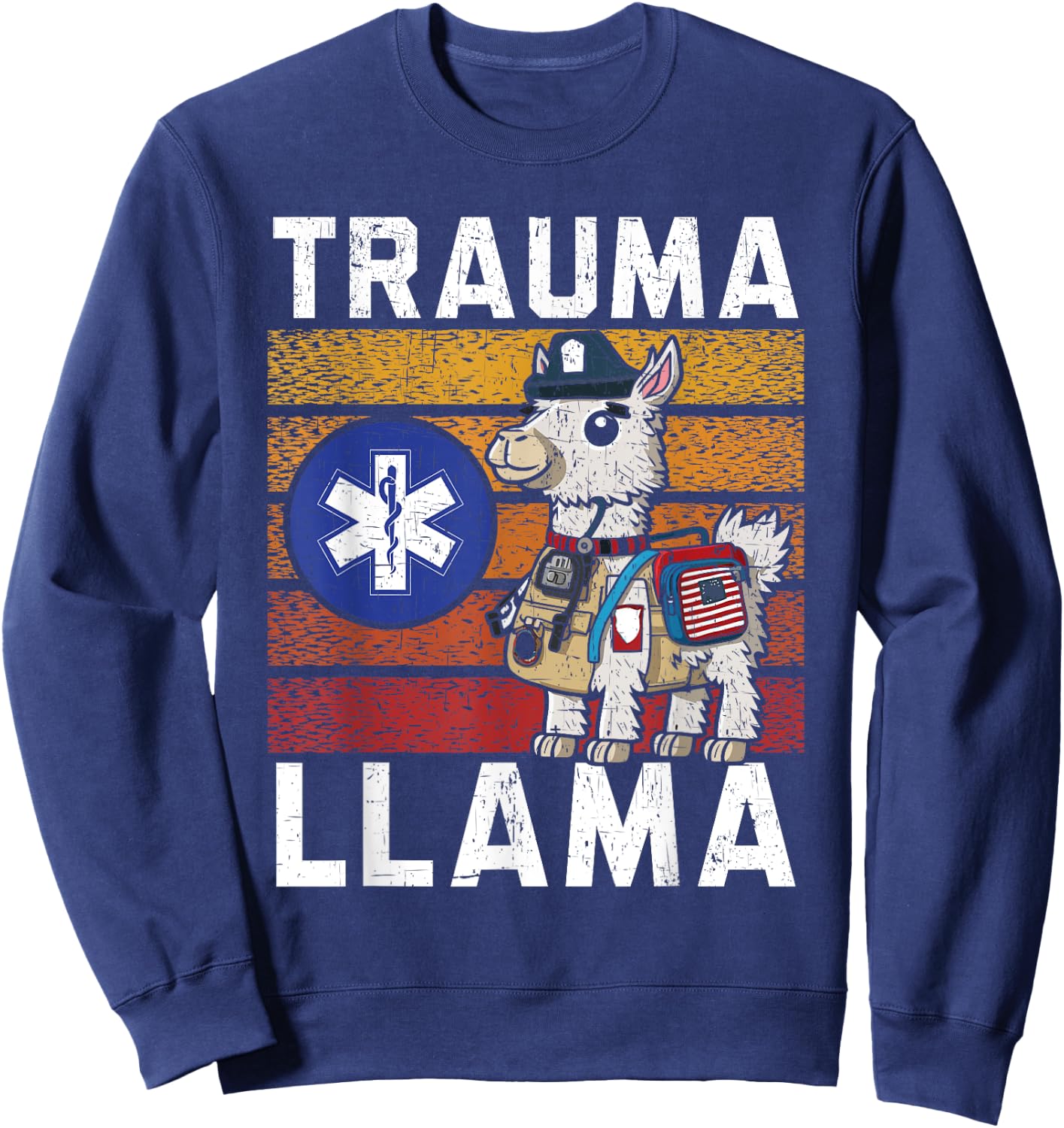 Trauma Llama Lover Healthcare EMT Paramedic Sweatshirt - Sweatshirt | Navy