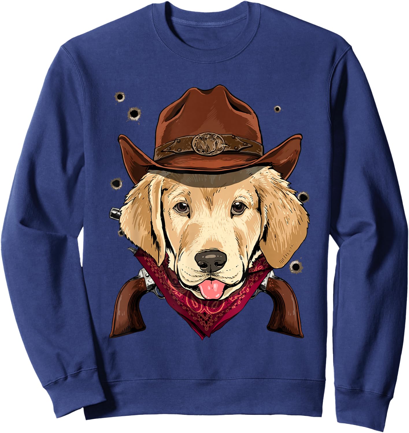Cowboy Labrador Western Rodeo Cowboy Hat and Bandana Dog Sweatshirt - Sweatshirt | Navy