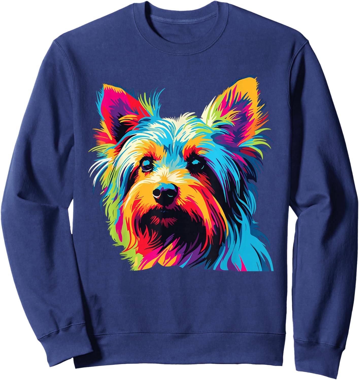 Watercolor Colorful Australian Silky Terrier Dog Sweatshirt - Sweatshirt | Navy