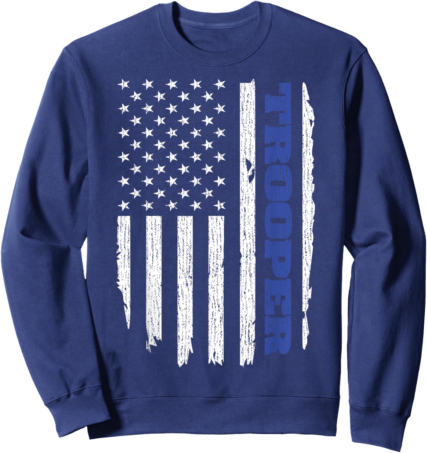 State Trooper Police Thin Blue Line USA Flag Sweatshirt - Sweatshirt | Navy