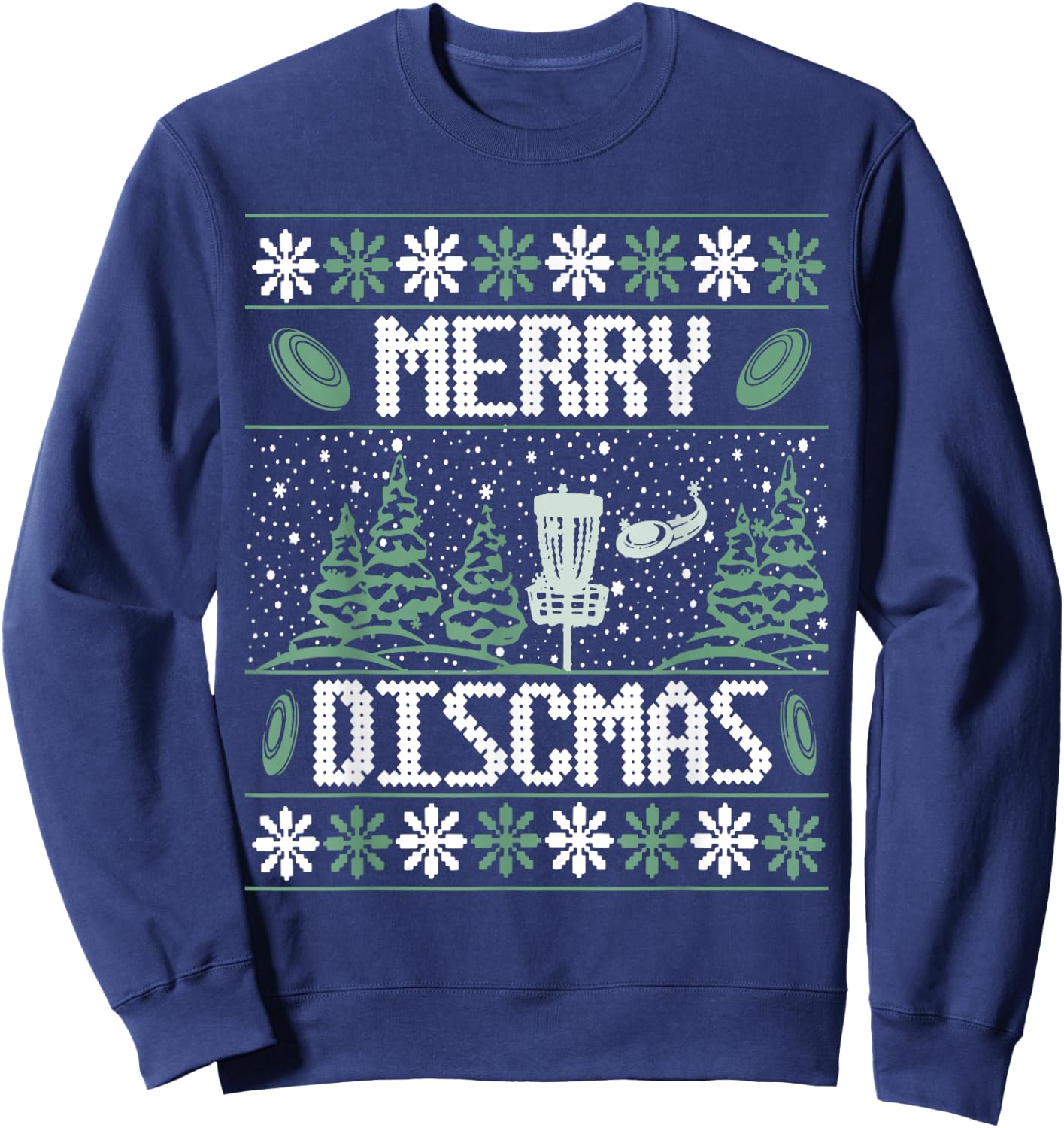 Vintage Disc Golf Ugly Christmas Merry Discmas Party Sweatshirt - Sweatshirt | Navy