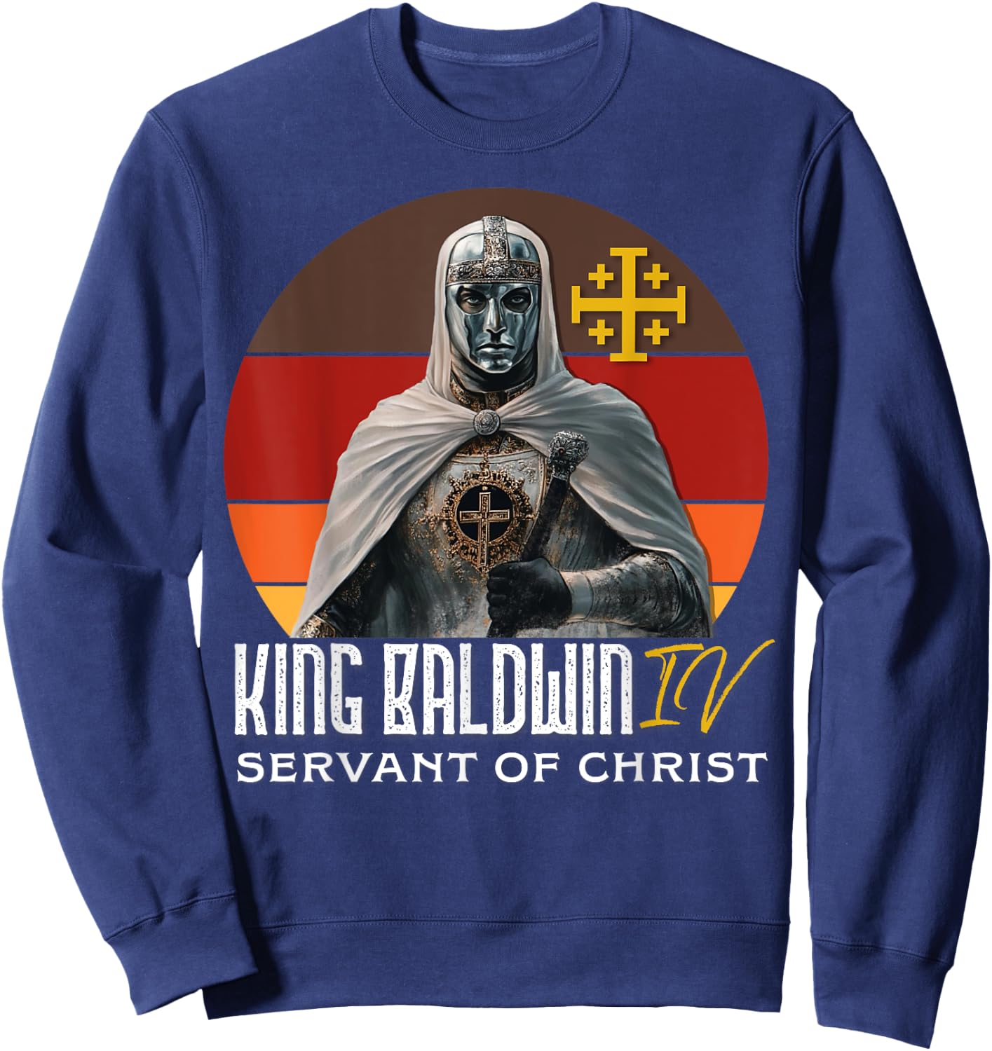 King Baldwin IV Jerusalem Cross Catholic Sweatshirt - Sweatshirt | Navy