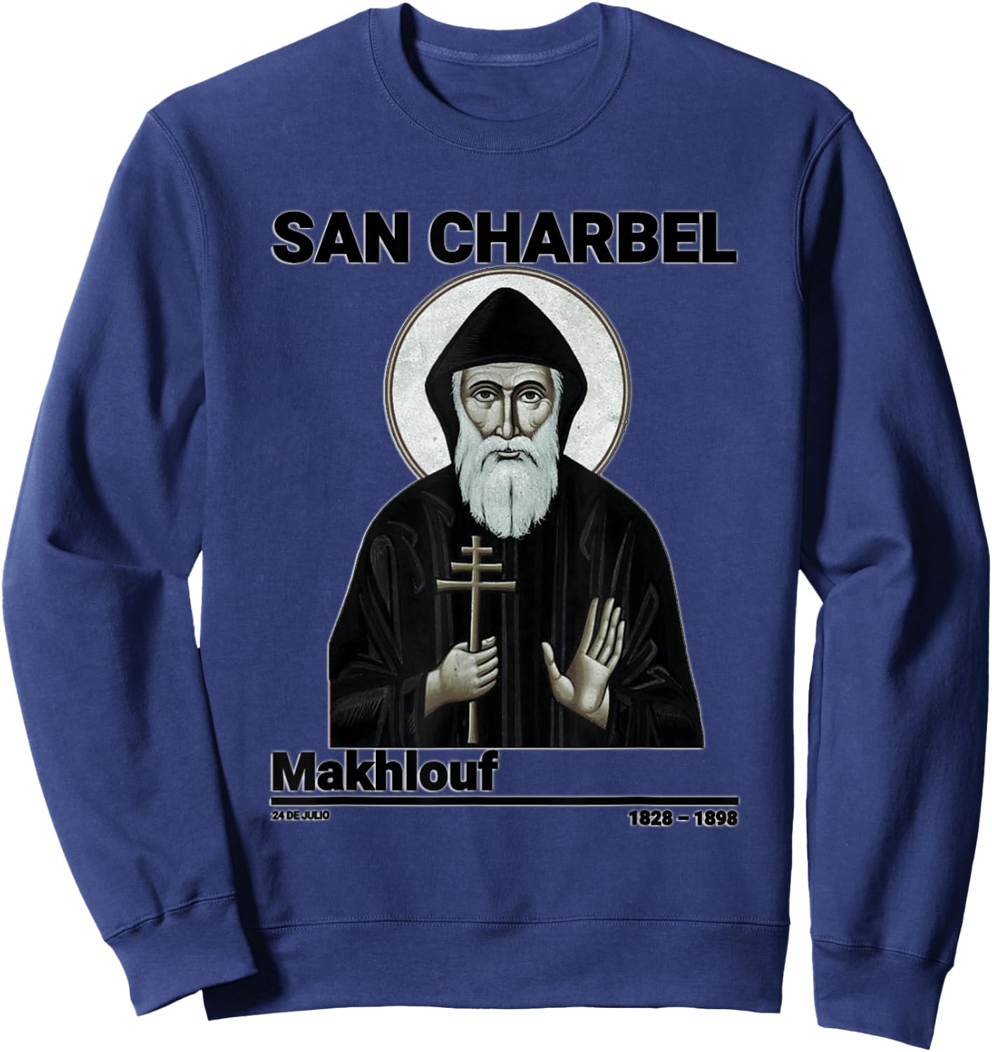 San Charbel Makhlouf, Saint Charbel , Black, S Sweatshirt - Sweatshirt | Navy